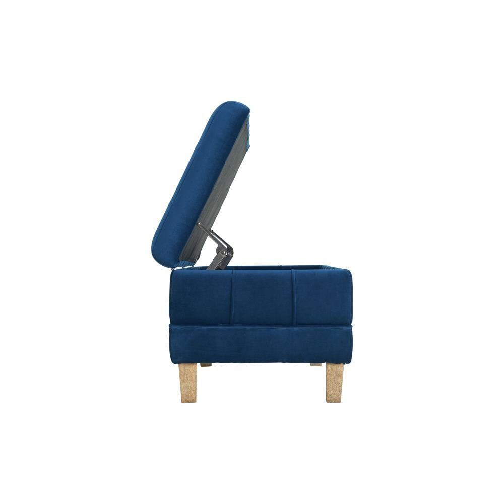 Jude Tufted Storage Ottoman Cobalt - Picket House Furnishings: Upholstered Bench with Lid, Modern Style