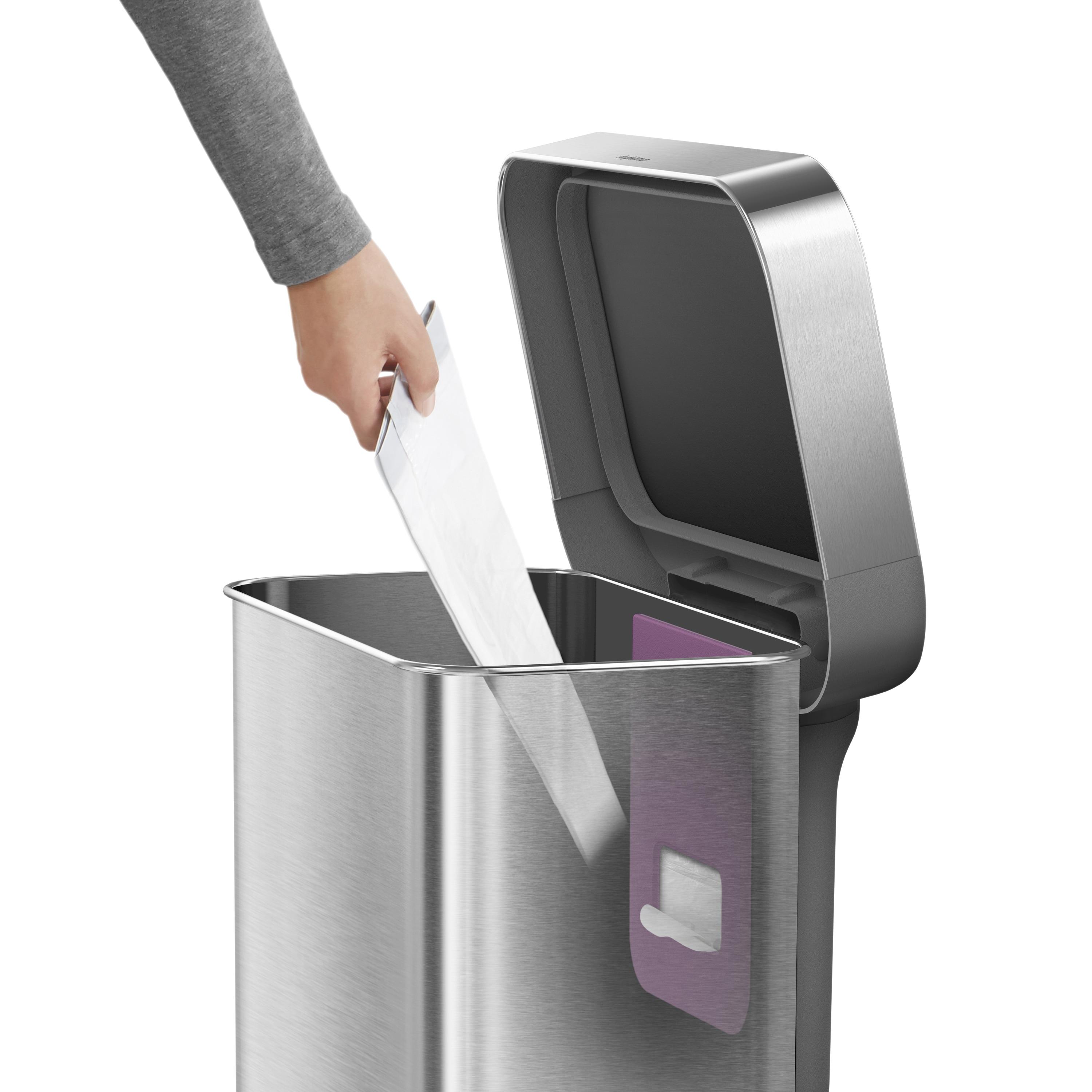 Simplehuman 45 Liter/ 12 Gallon Liter Kitchen Step Trash Can, Brushed Stainless Steel & Plastic Lid