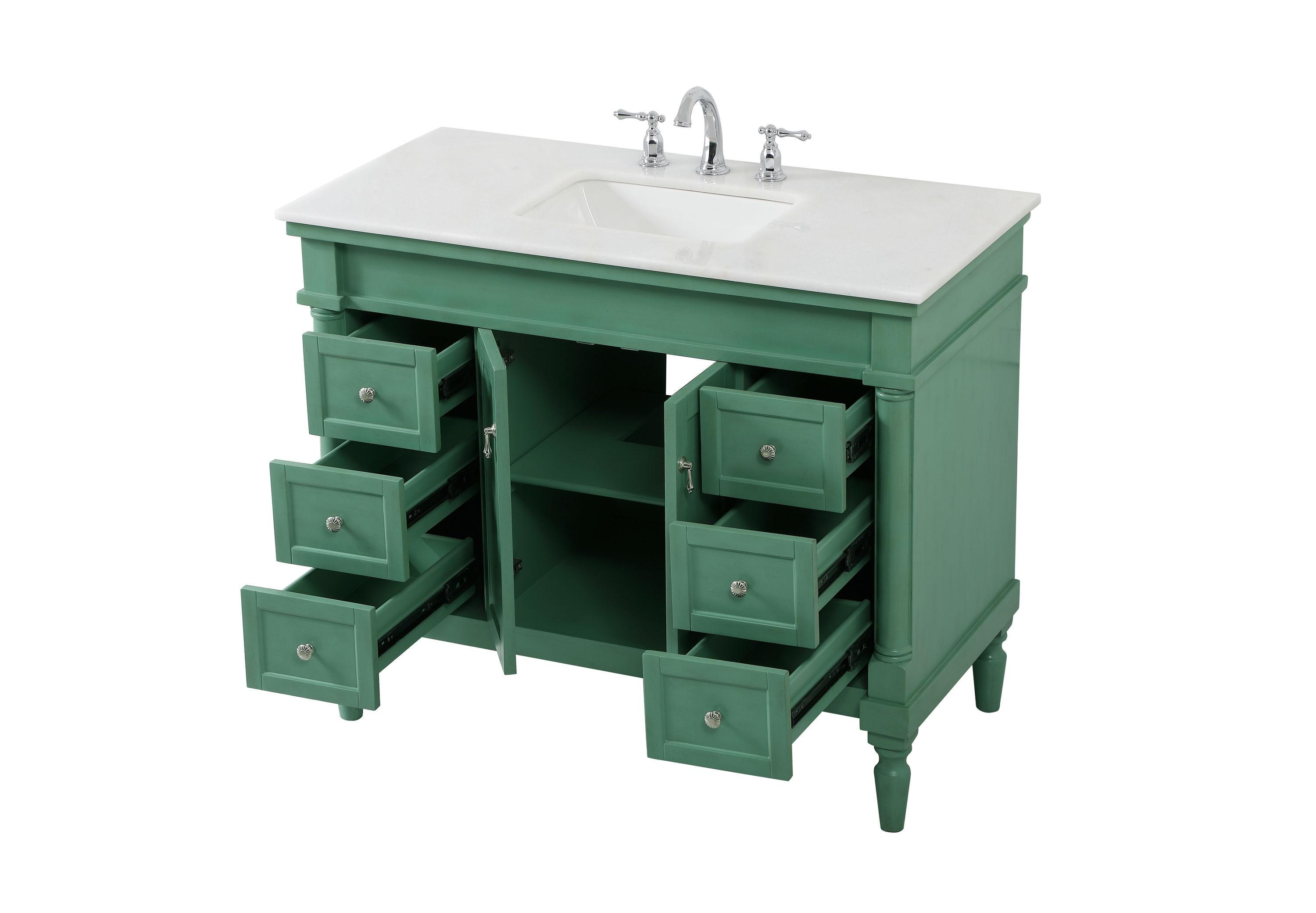 Elegant Decor Lexington 42" Solid Wood Single Bathroom Vanity in Vintage Mint