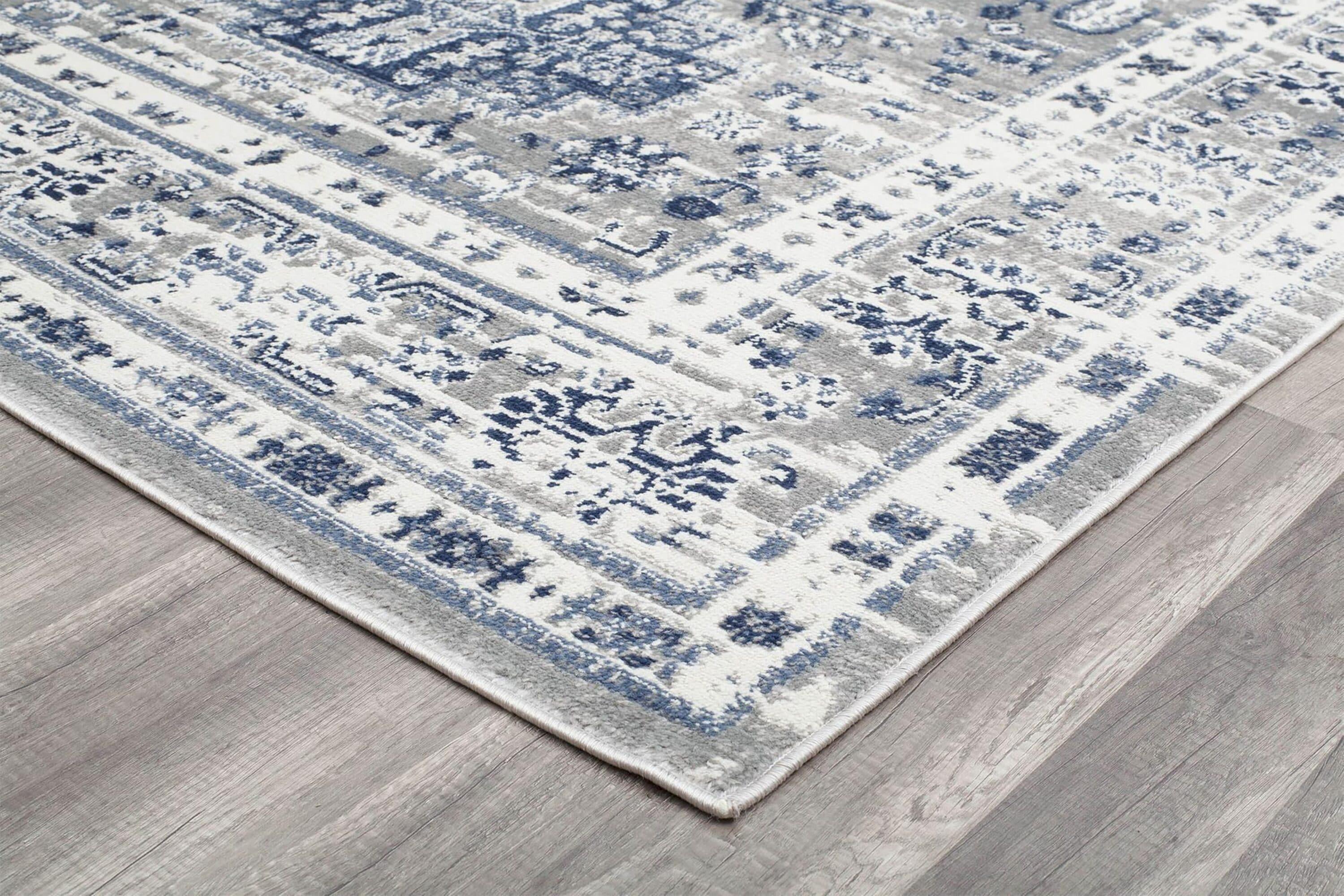 Rugs America Gallagher GL55F Inky Sundara Vintage Transitional Blue Area Rug for Dining Room Rug Neutral Rug Living Room Rug Kitchen, 5'3"x7'