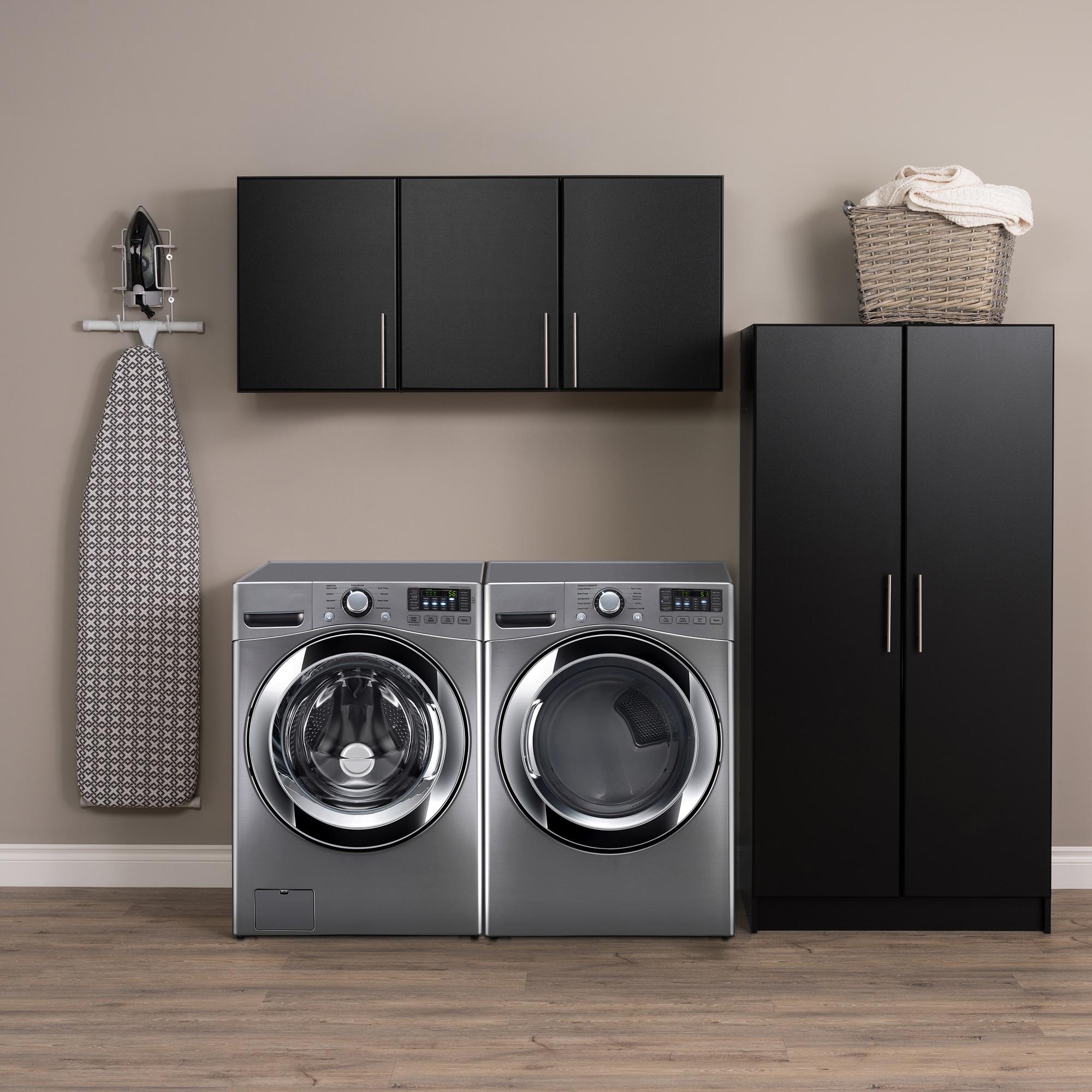 54" Elite Wall Cabinet Black - Prepac: Modern Laminated Storage, HangUps Collection, 2 Adjustable Shelves