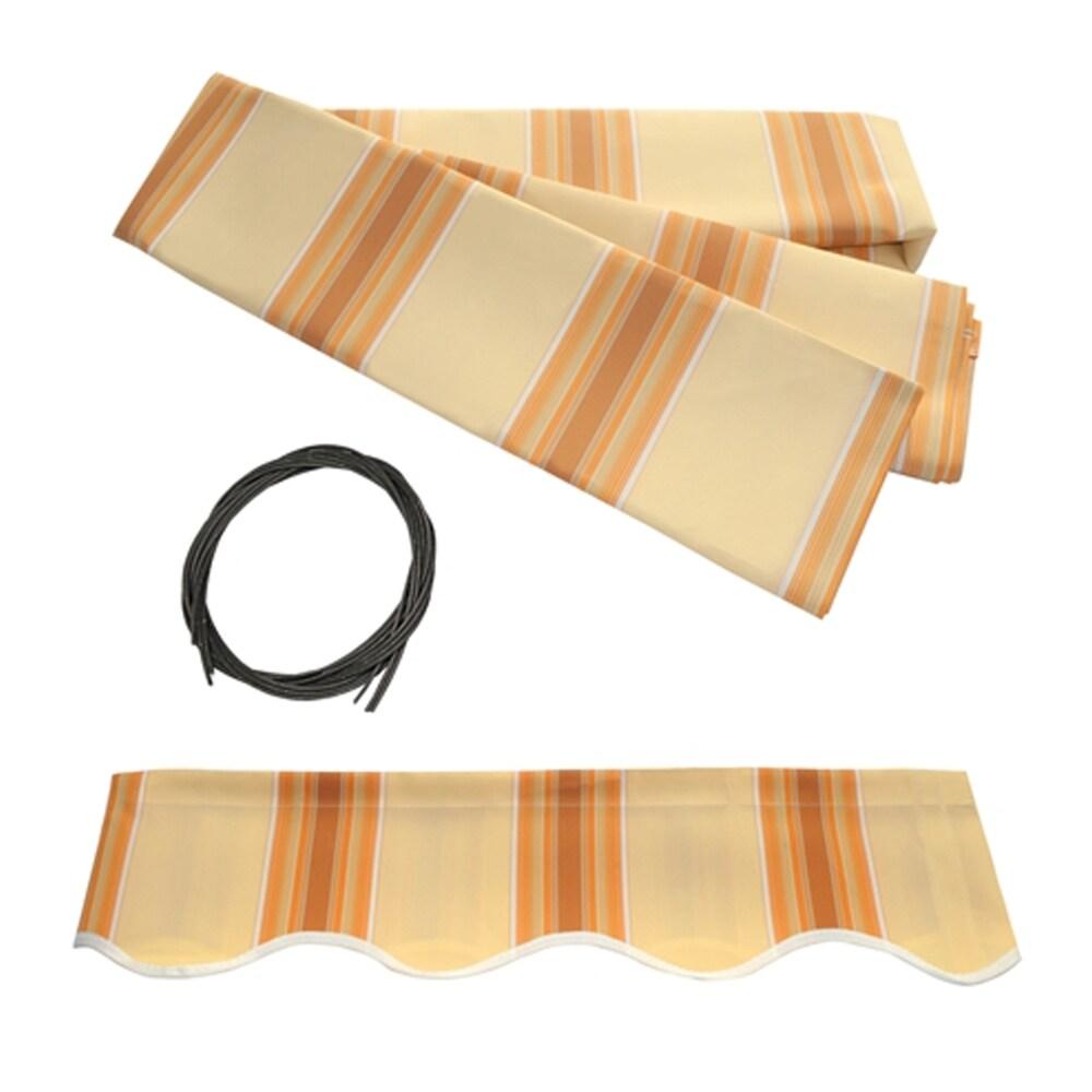 ALEKO Retractable Motorized Multi Striped Yellow 13 x 10 ft Patio Awning  Black Frame