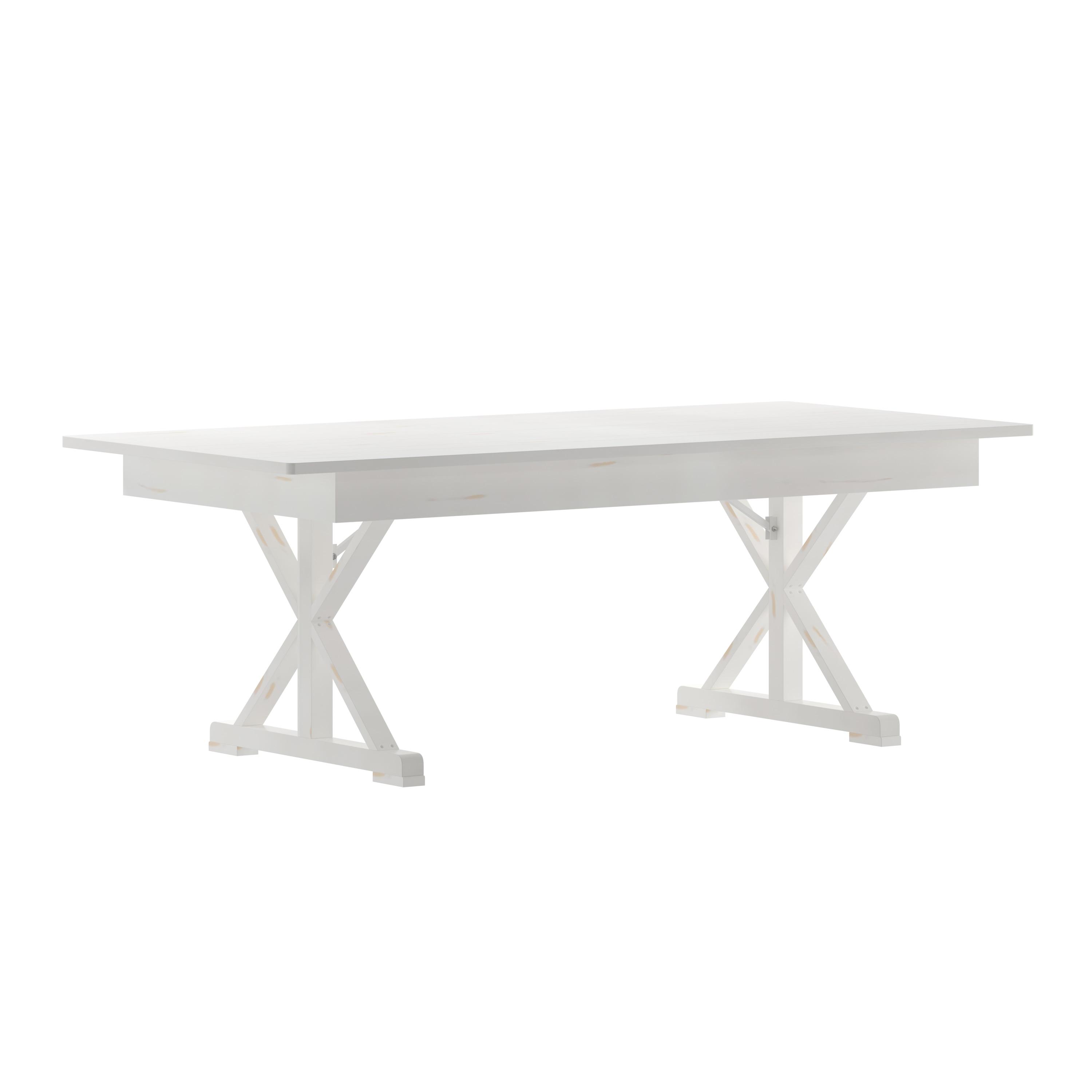 Flash Furniture Eternity Rectangular Solid Pine Farm Dining Table with Folding X-Style Legs
