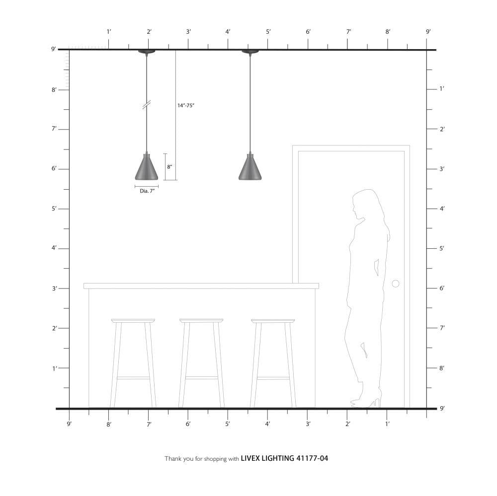 Livex Lighting Metal Shade 1 - Light Chandelier in  Black