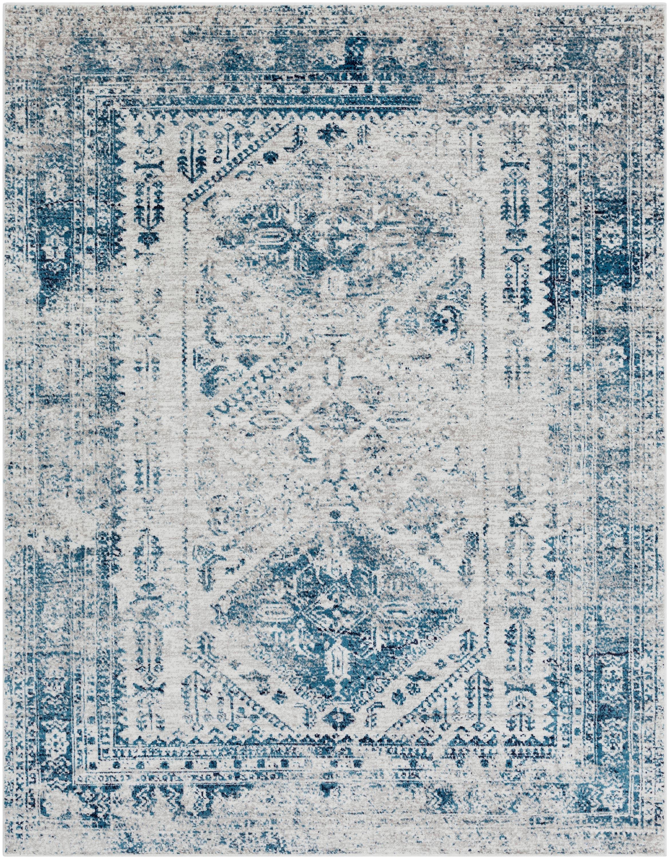 Livabliss 7'10"x10'2" Melissa Traditional Rugs Blue: Stain & Fade-Resistant, Medium Pile, Indoor Use