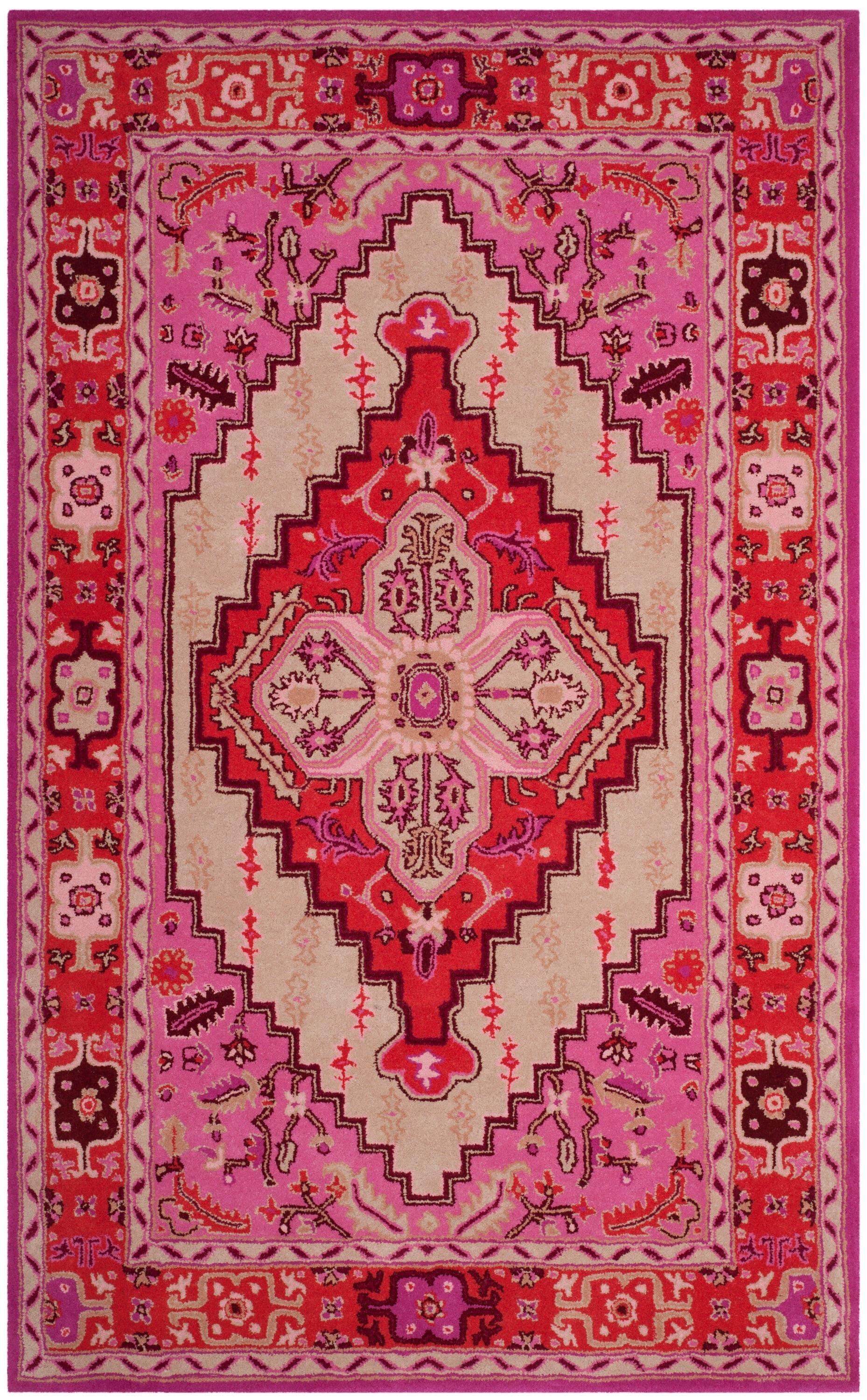 Bellagio BLG545 Hand Tufted Area Rug - Red Pink/Ivory - 6'x9' - Safavieh.