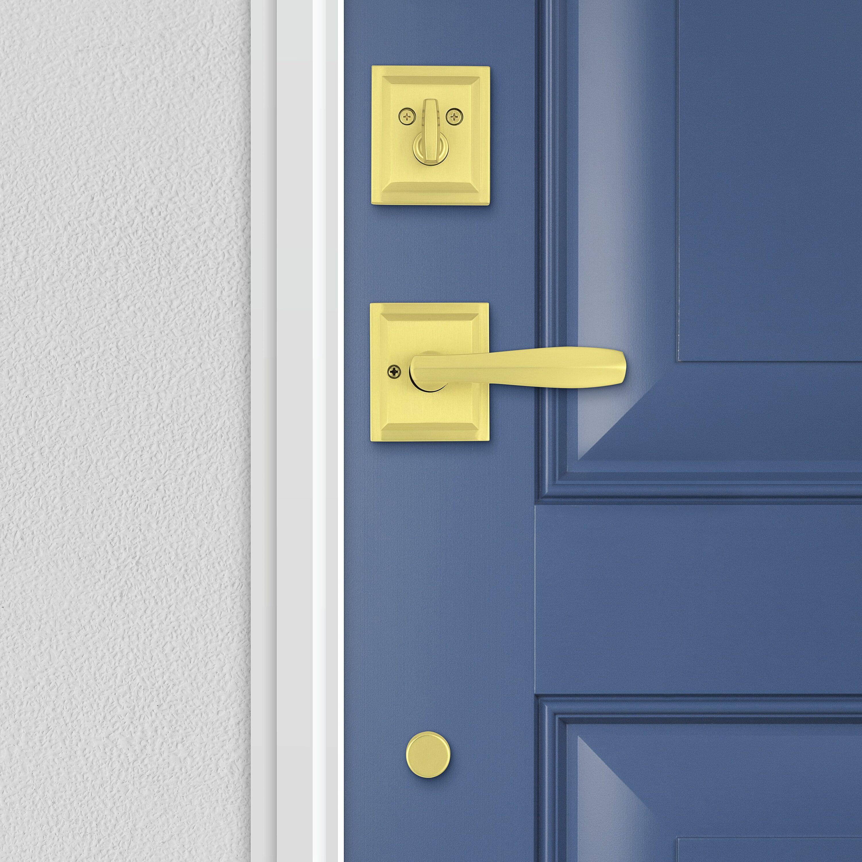 Baldwin Torrey Pines, Front Entry Handleset with Interior Lever, Featuring SmartKey Deadbolt Re-Key Technology and Microban Protection, in Satin Brass