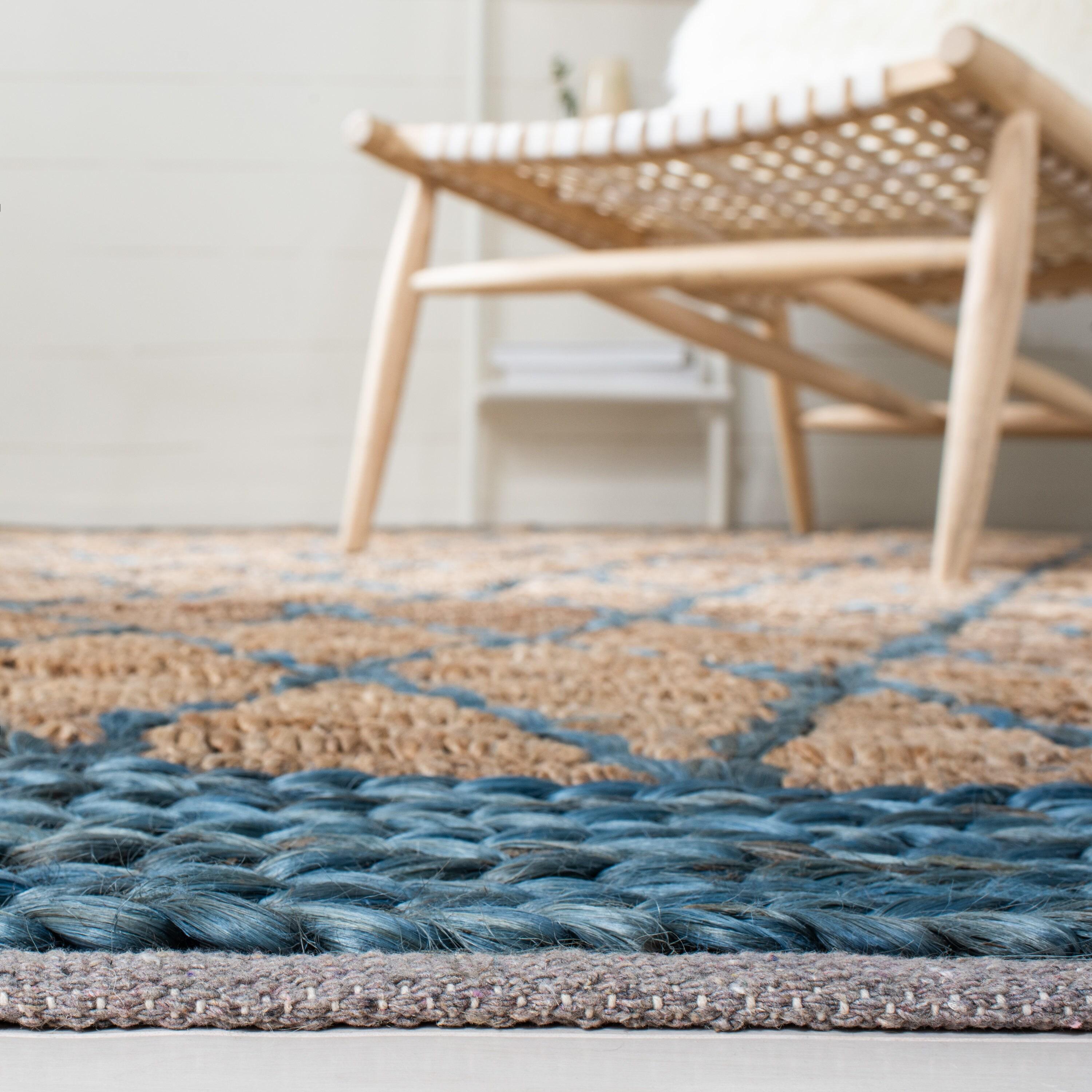 Natural Fiber NF951 Hand Loomed Area Rug - Natural/Navy - 4'x6' - Safavieh.