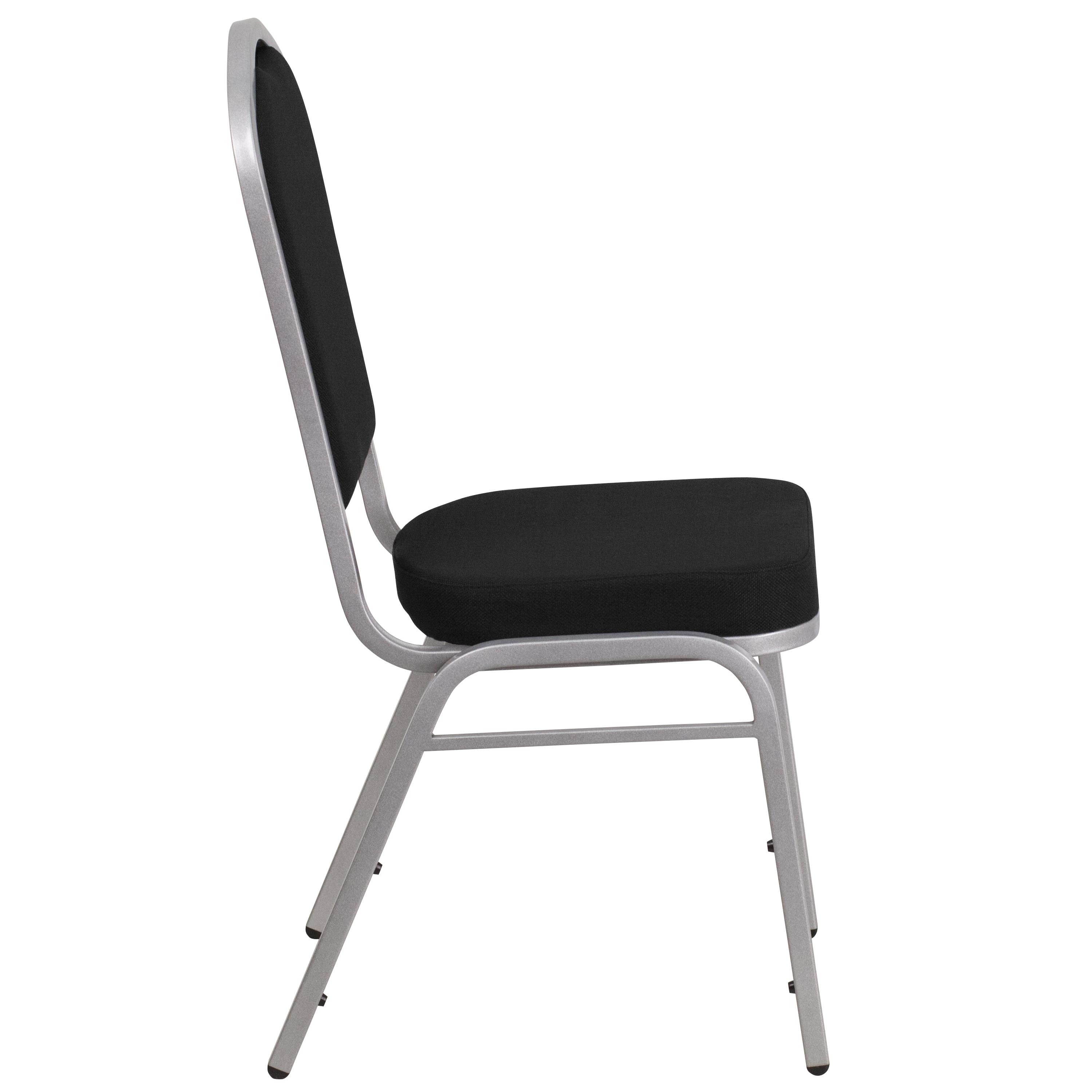 Flash Furniture HERCULES Series Crown Back Stacking Banquet Chair in Black Fabric - Silver Frame