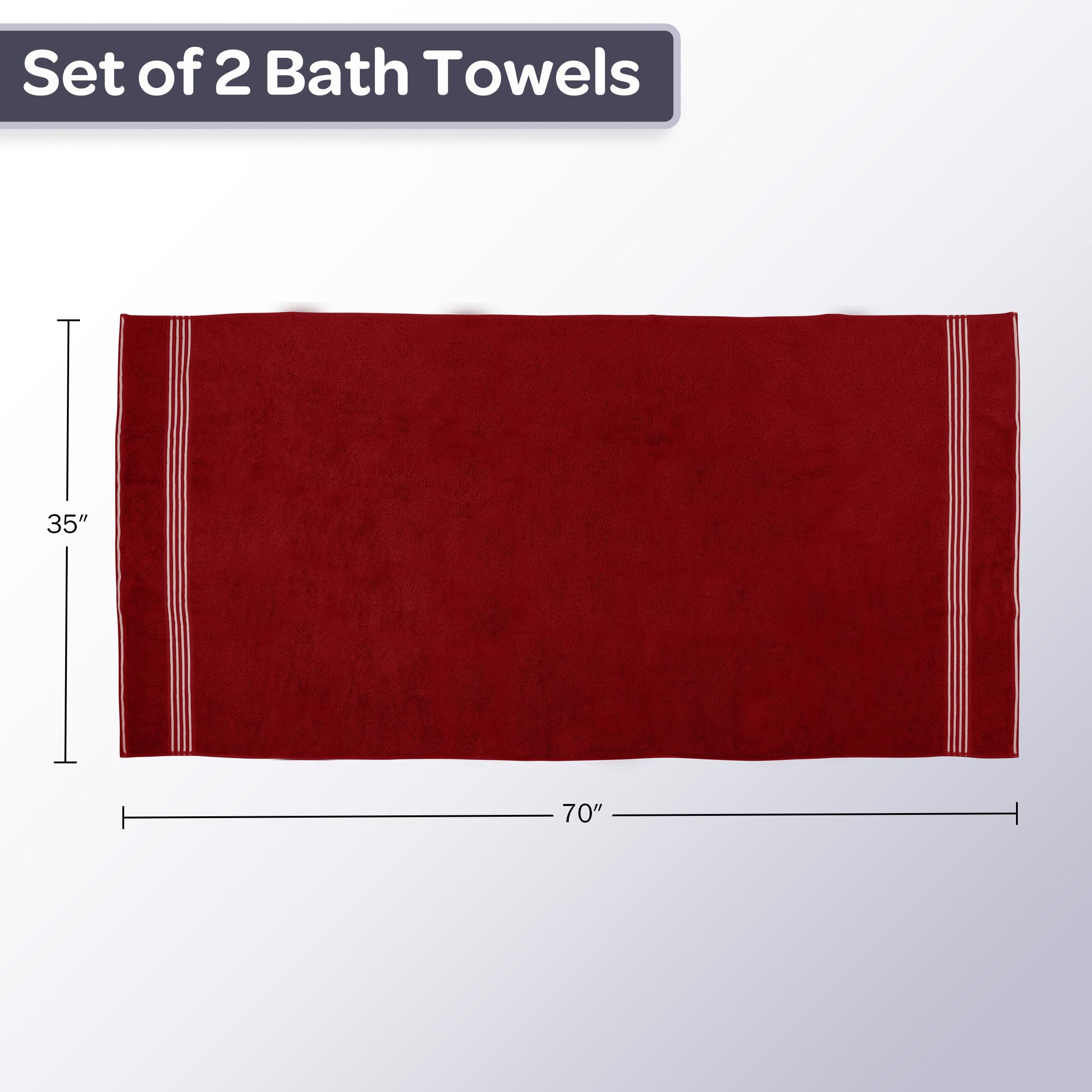 Lavish Home Luxury Cotton Bath Towels, Burgundy