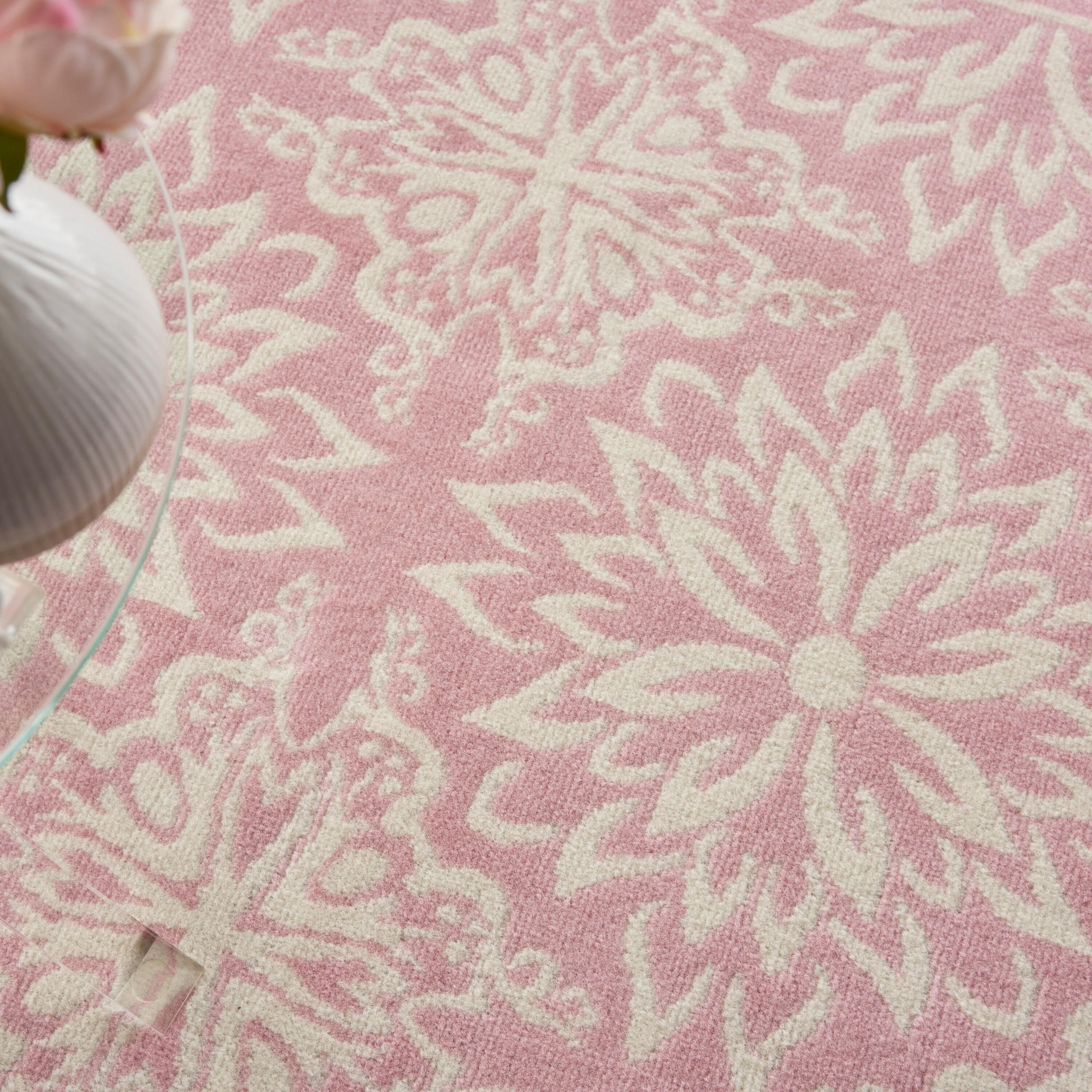 Nourison Jubilant Geometric Floral Ivory/Pink 5'3" x 7'3" Area Rug, (5' x 7')