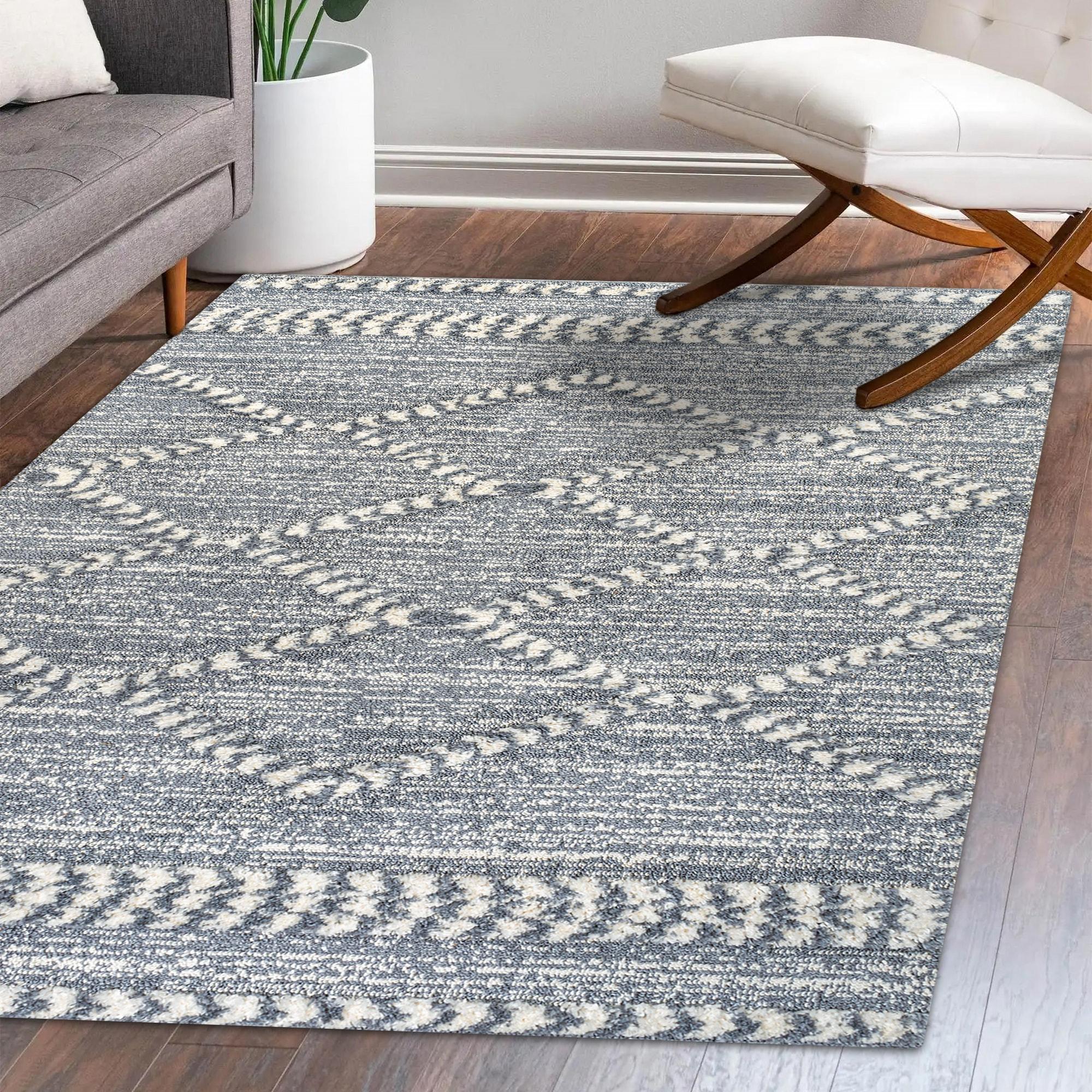 4' x 6' Sofie Moroccan Trellis High-Low Area Rug, Gray/Cream - JONATHAN Y