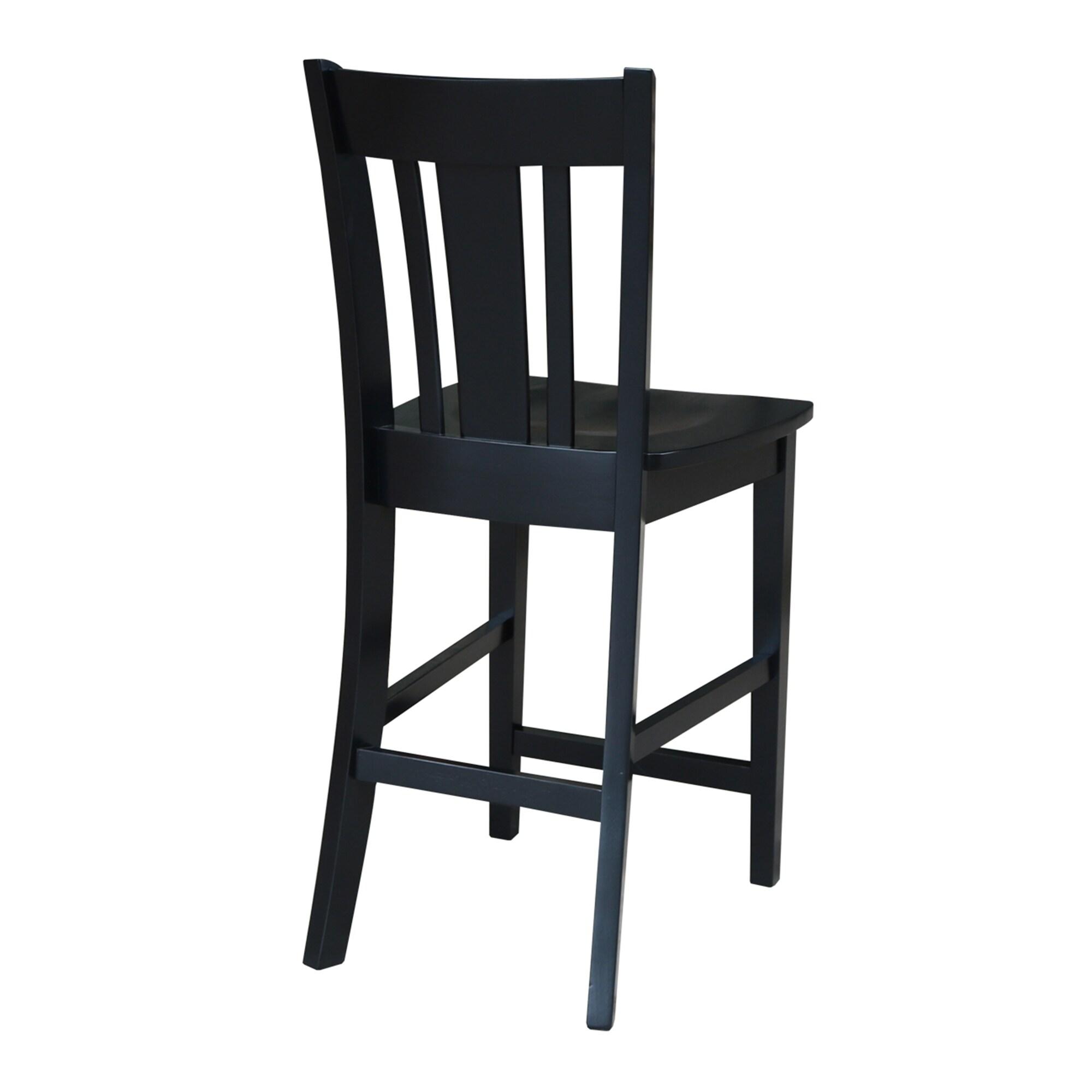 24" San Remo Counter Height Barstool Black - International Concepts: Solid Wood, Traditional Square Design, Durable Parawood
