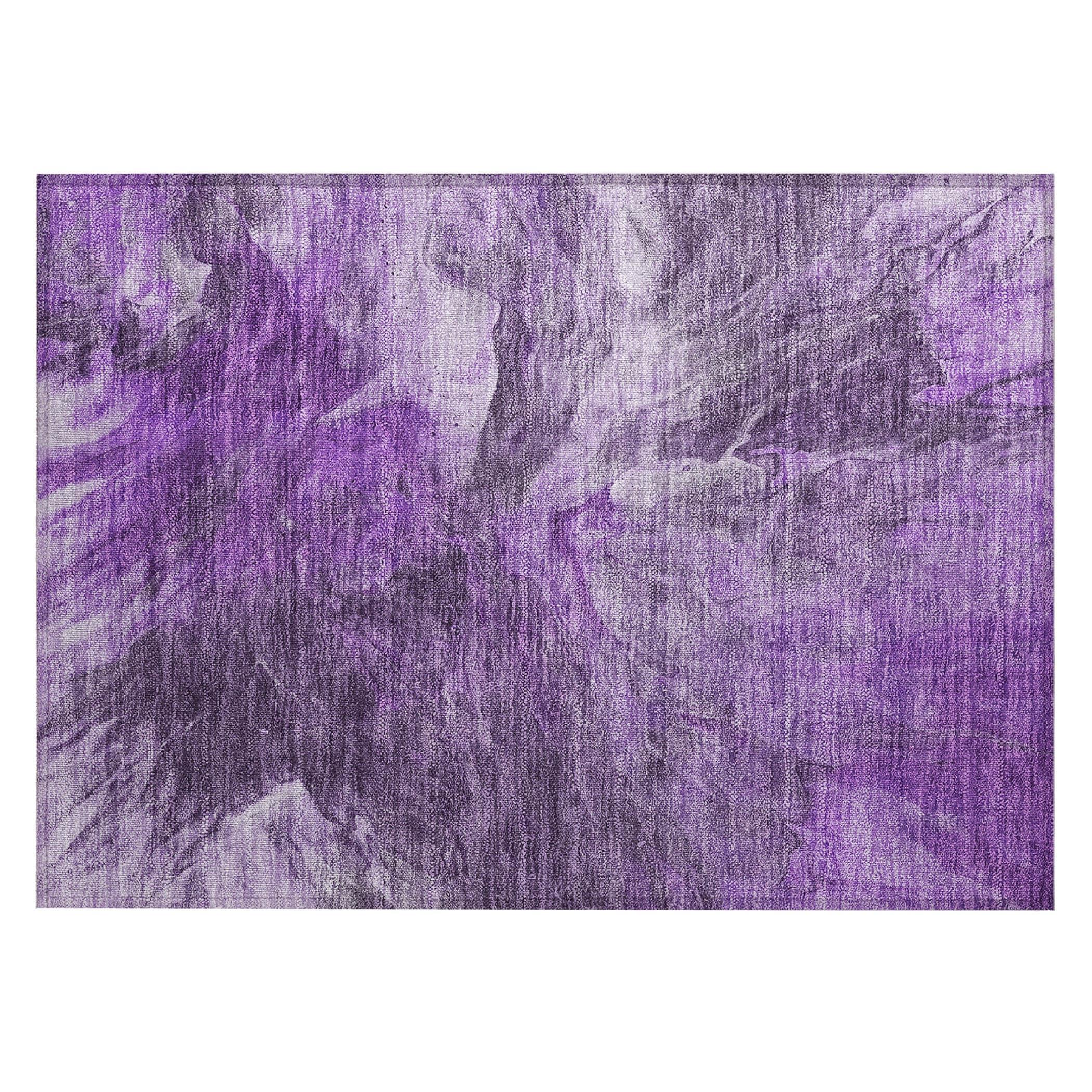 Purple Rectangular Machine-Washable Synthetic Area Rug