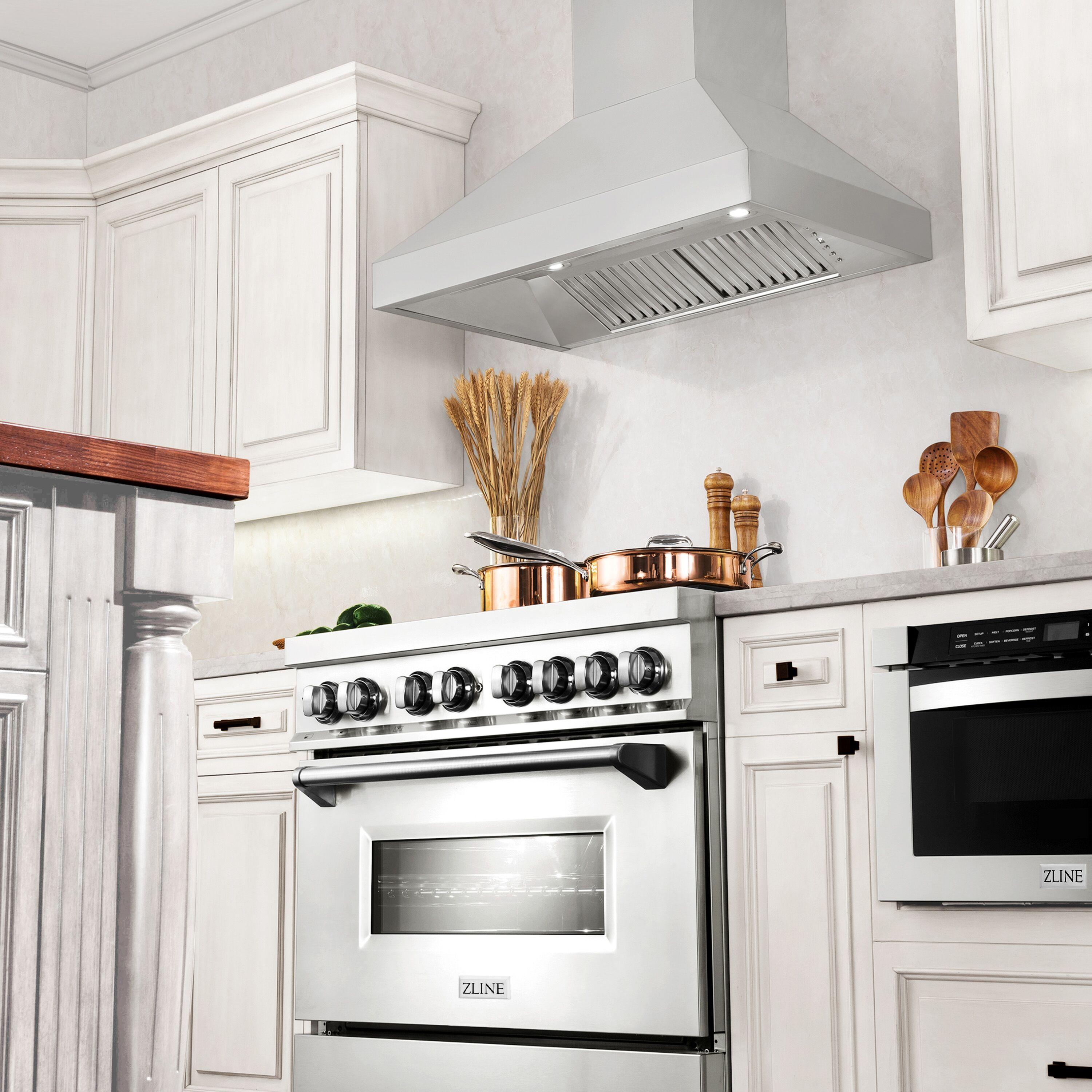 ZLINE ZLINE 36 in. Designer Series Satin Stainless Steel Convertible Vent Wall Mount Range Hood 8KBS-36
