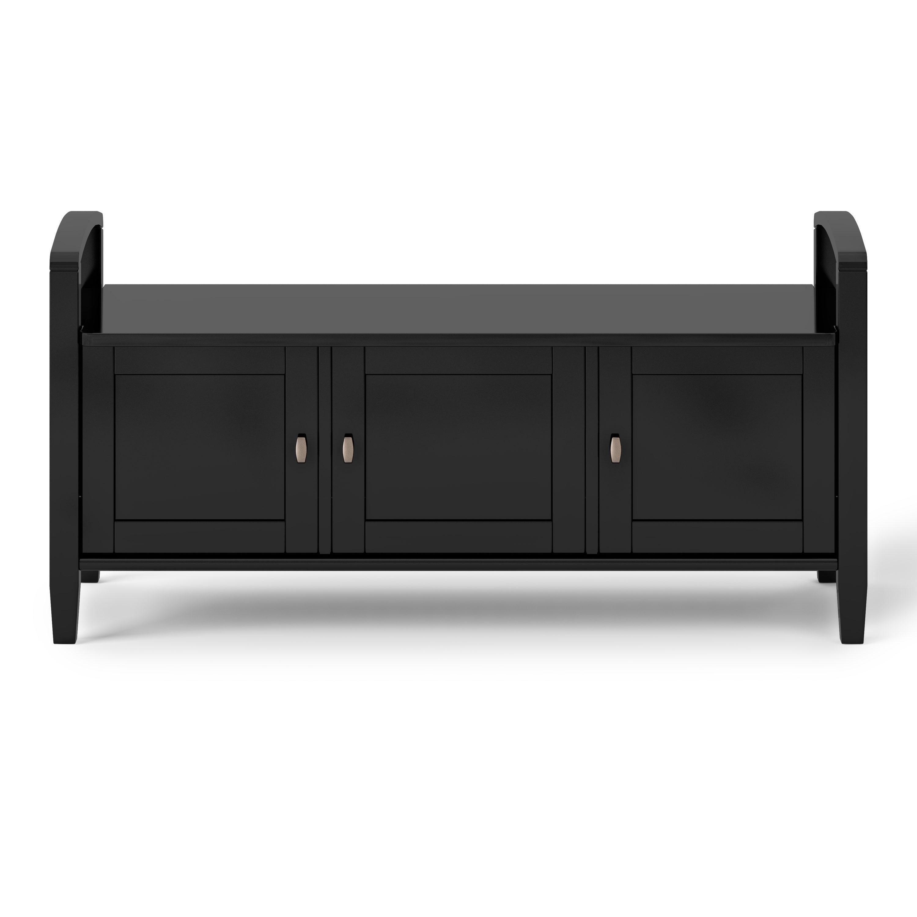 Warm Shaker SOLID WOOD 44 inch Wide Transitional Entryway Storage Bench in Black