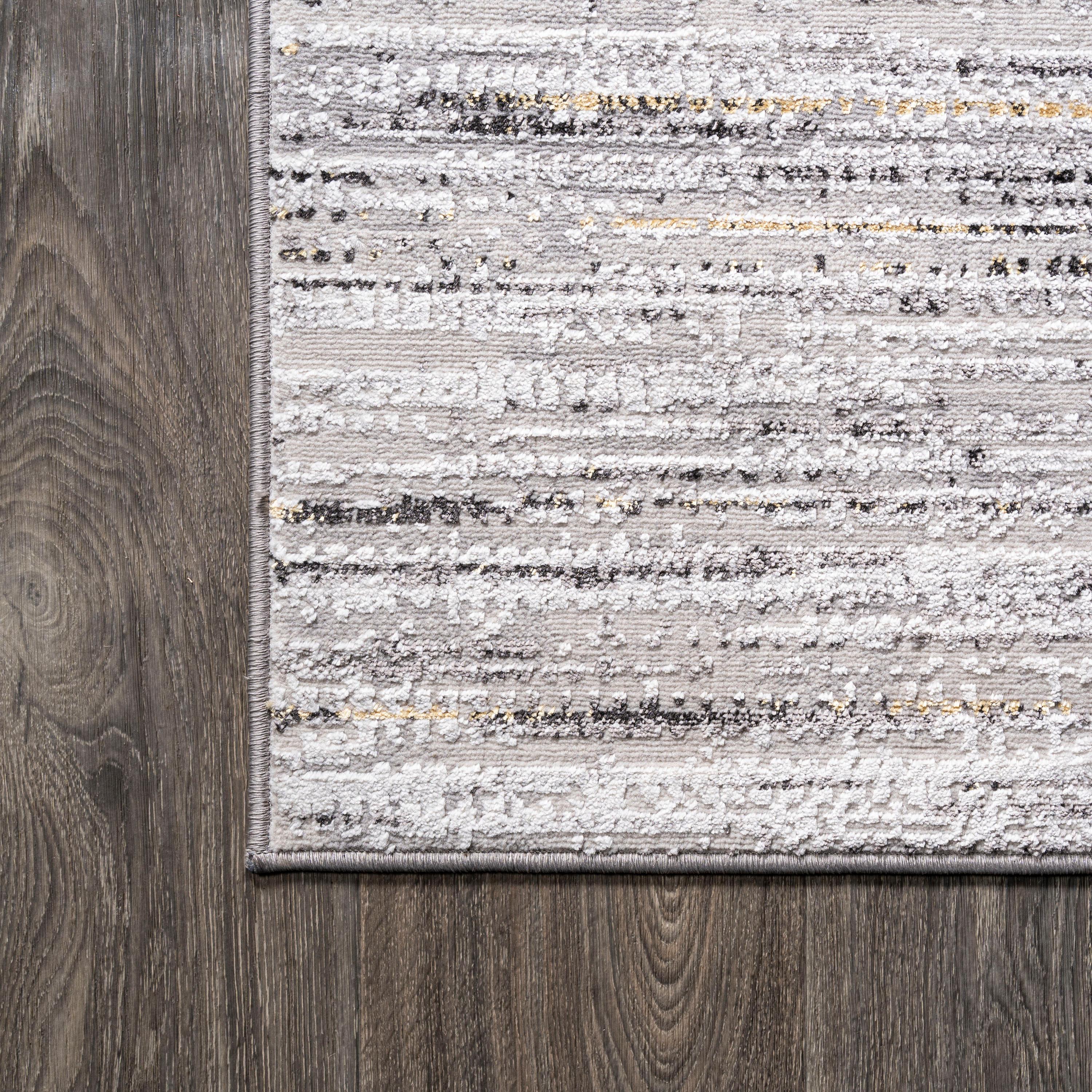 5'x8' Loom Modern Strie'  Area Rug, Gray/Black - JONATHAN Y