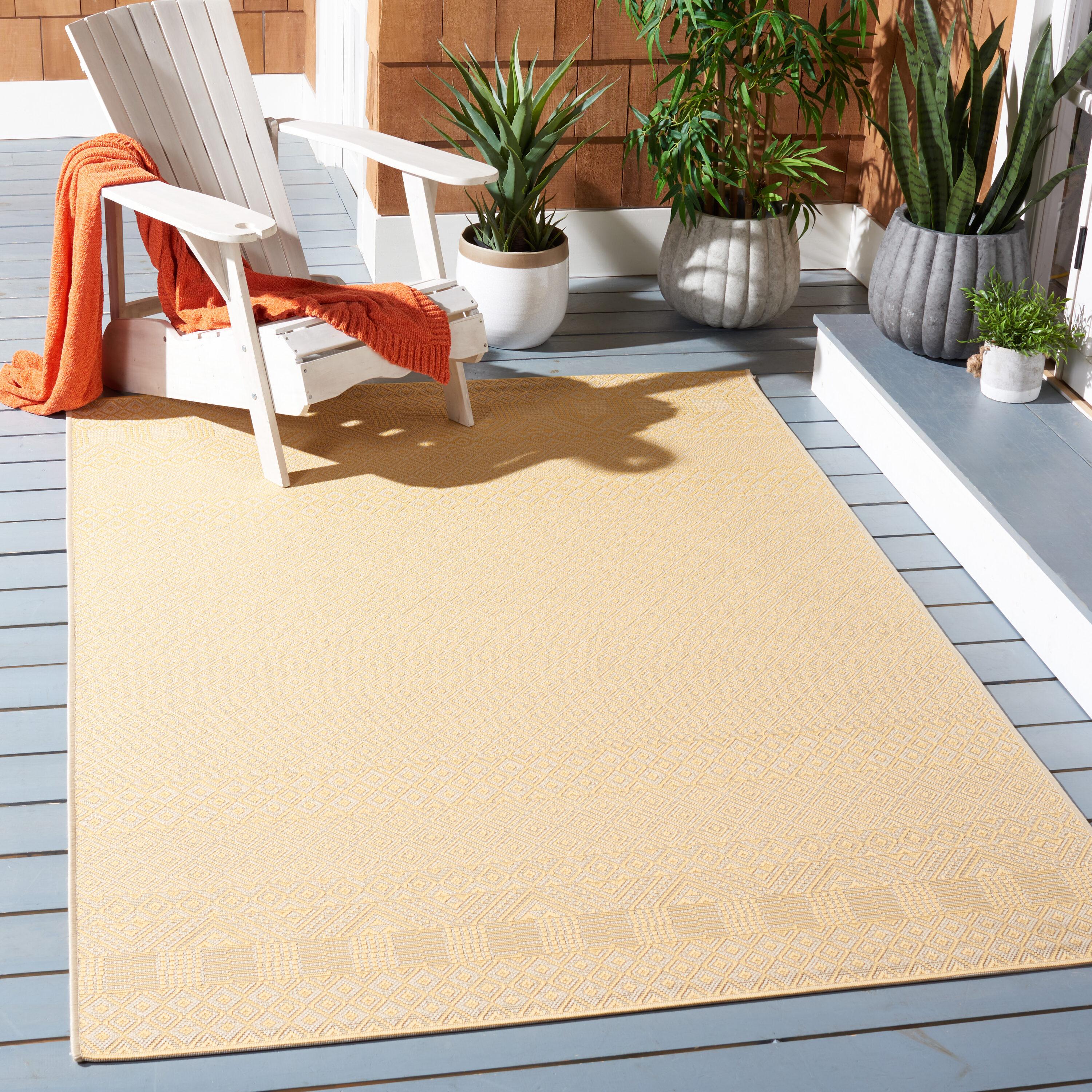 Courtyard CY6235 Power Loomed Indoor and Outdoor Area Rug - Gold/Beige - 6'7"x9'6" - Safavieh