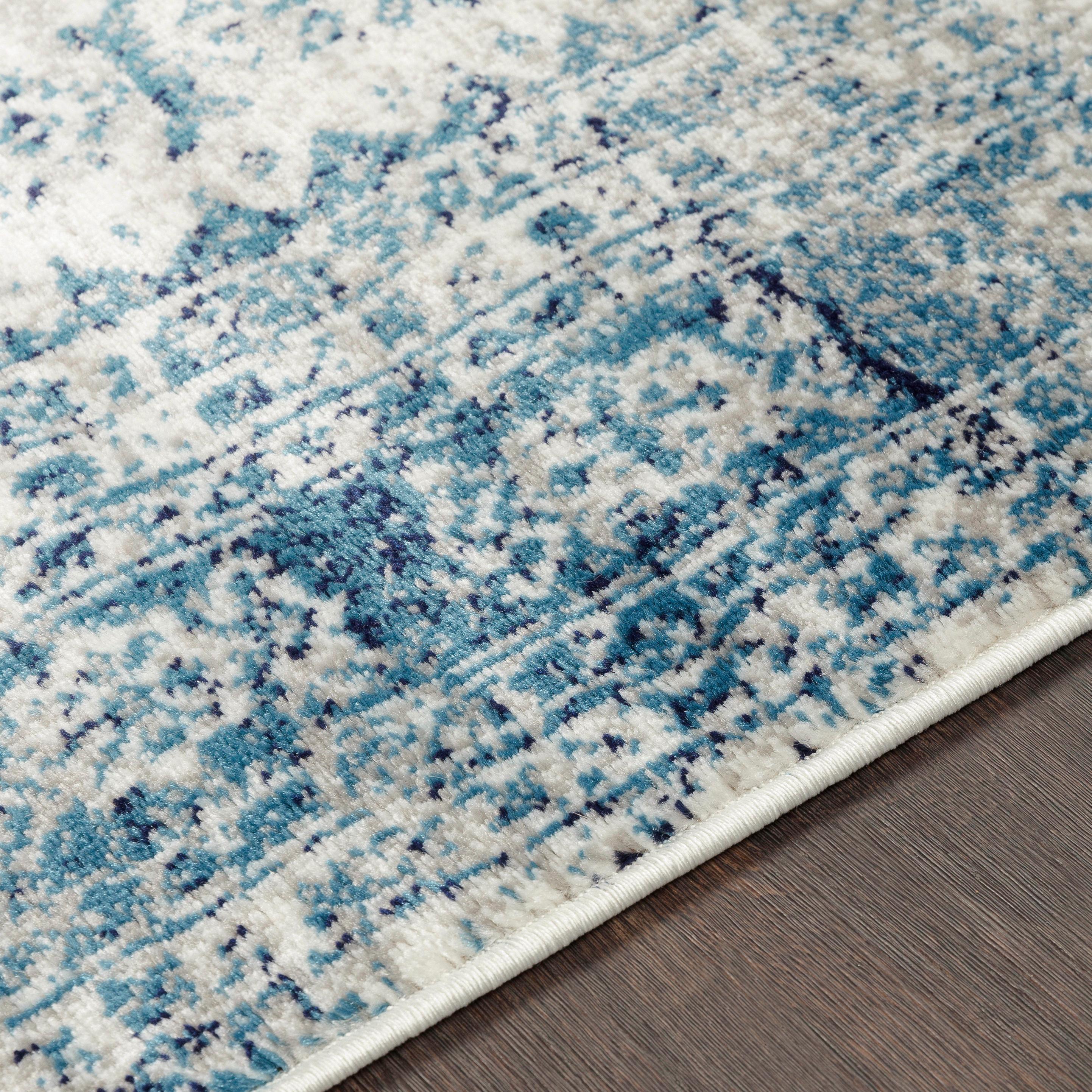Livabliss 6'7" Square Melissa Traditional Rugs Blue: Medium Pile, Stain & Fade-Resistant, Indoor Use, 100% Polypropylene