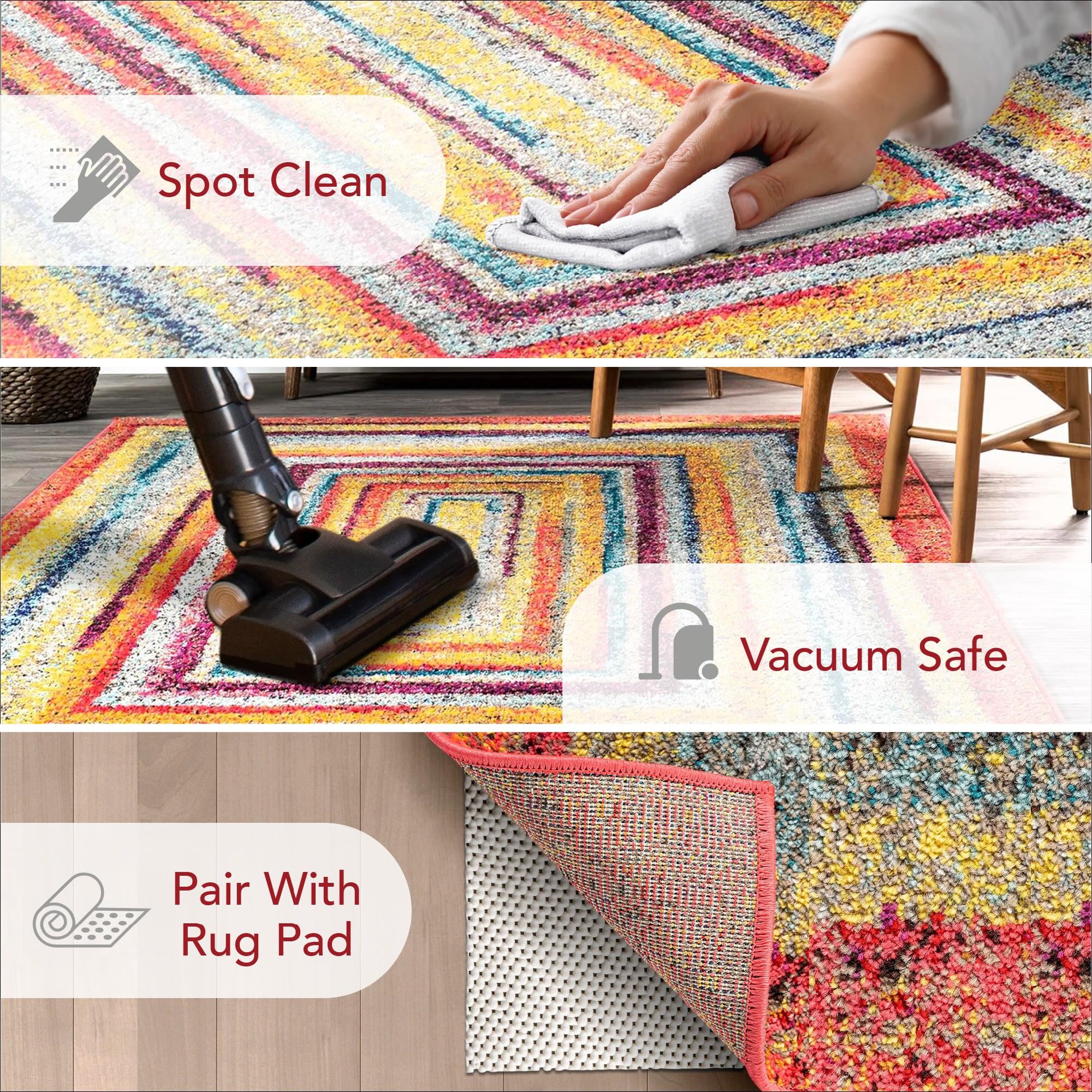 nuLOOM 5'x8' Hargis Labyrinth Area Rug Red/Pink: Contemporary Indoor Low Pile, Stain & Fade-Resistant Rug