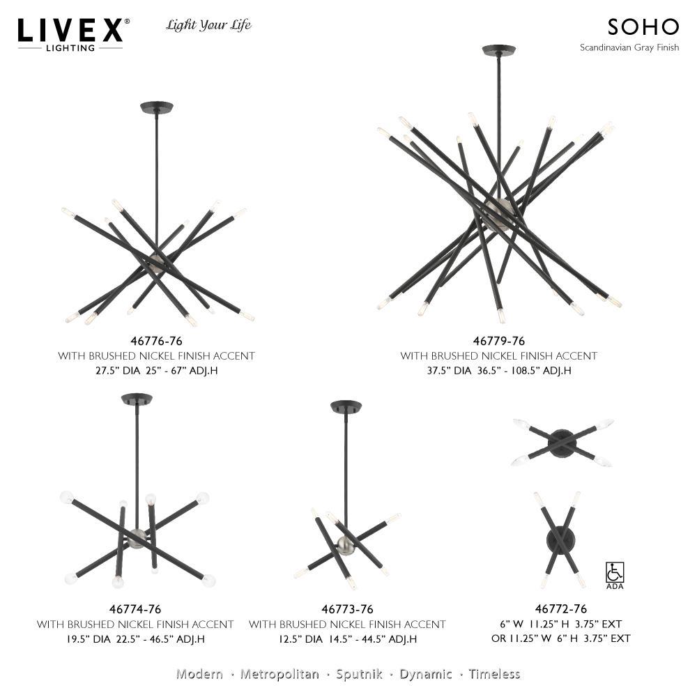 Livex Lighting Soho 8 - Light Chandelier in  Scandinavian Gray