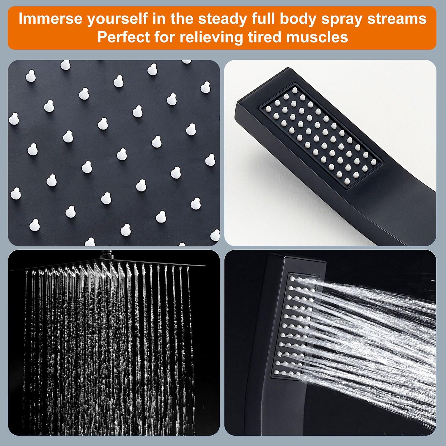 Cobbe Shower System, Matte Black Shower Faucets Sets Complete,Shower System,10 inches Rainfall Shower Head with Handheld, Shower Faucet Set for Bathroom Rough-in Valve Body and Trim Included