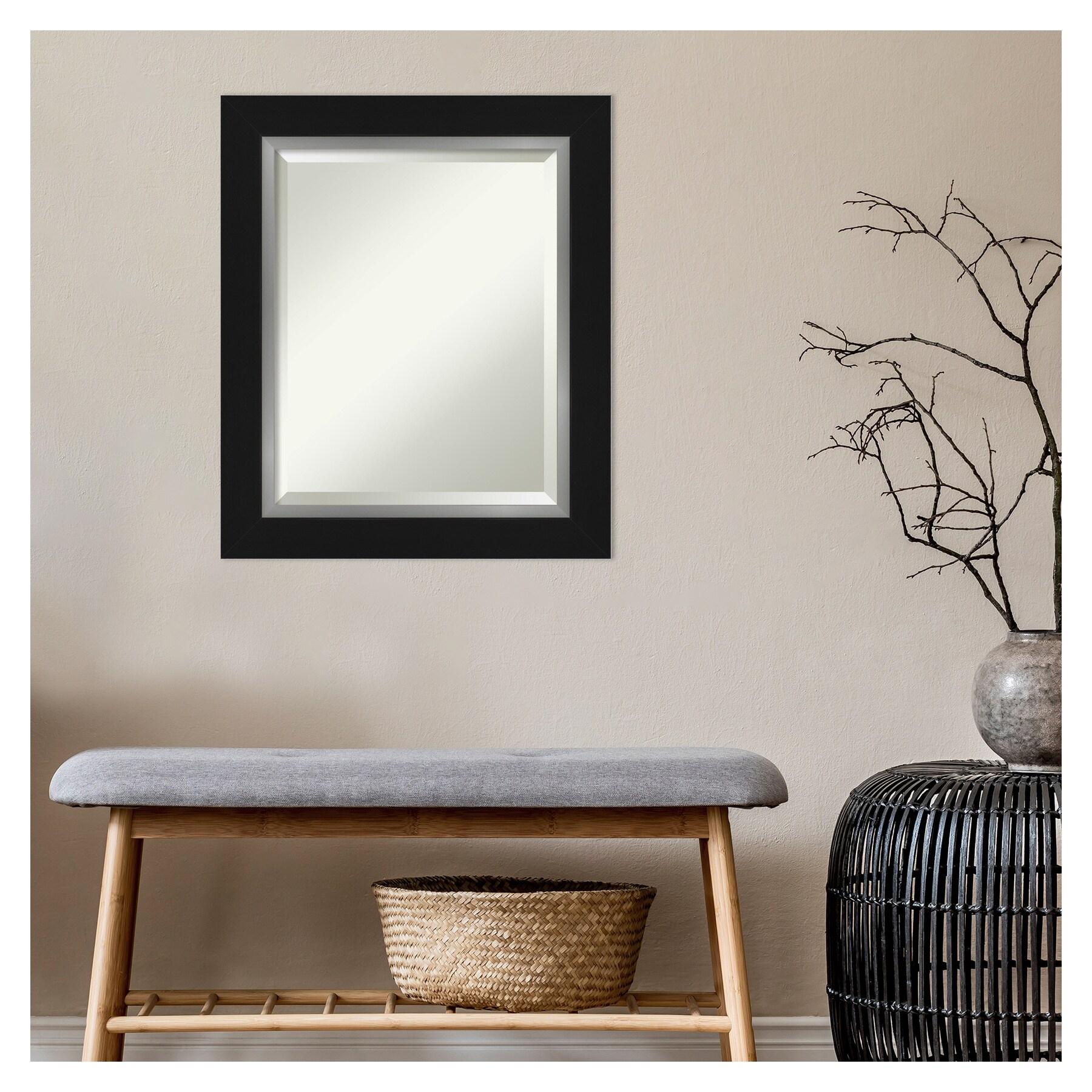Amanti Art Eva Black Silver Framed Wall Mirror - 21.38 x 25.38 in