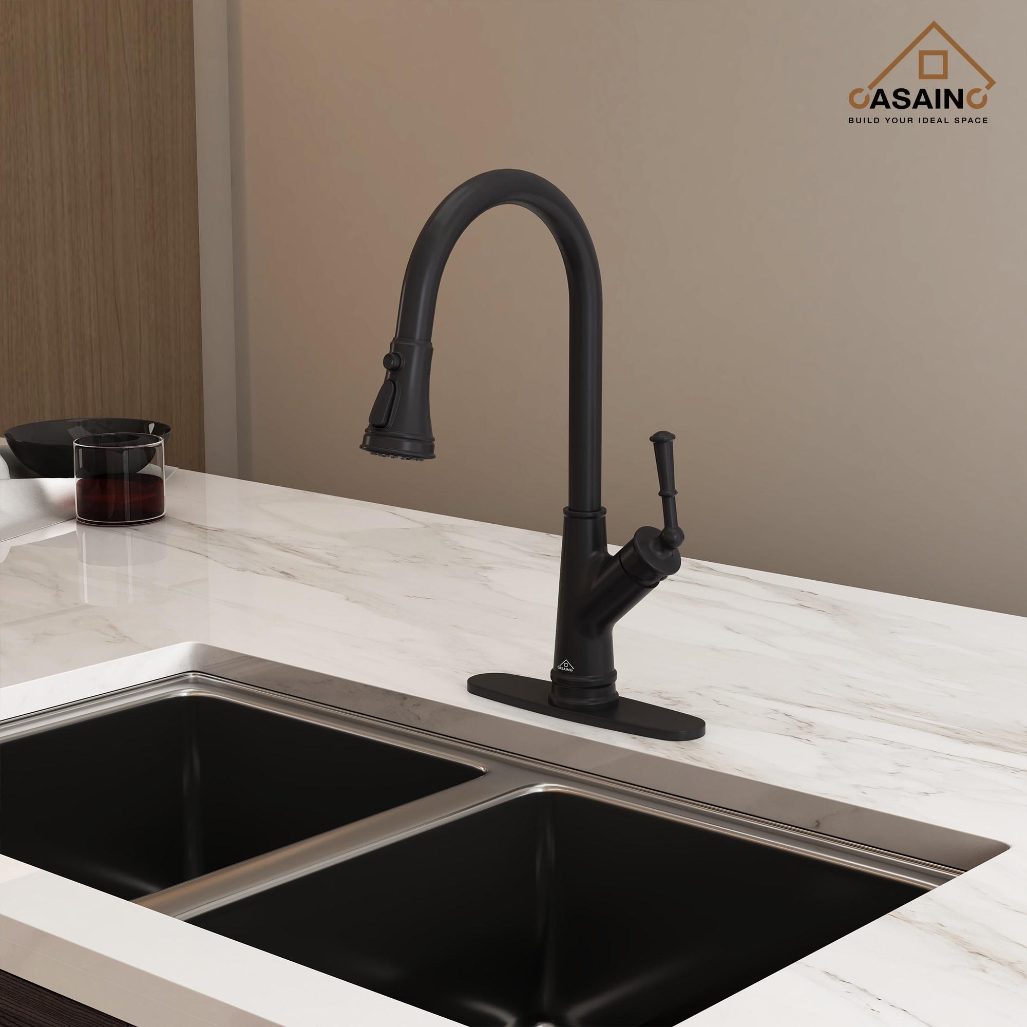 CASAINC 1.8 GPM Single-Handle Pull-Down Kitchen Faucet Single Hole Faucet