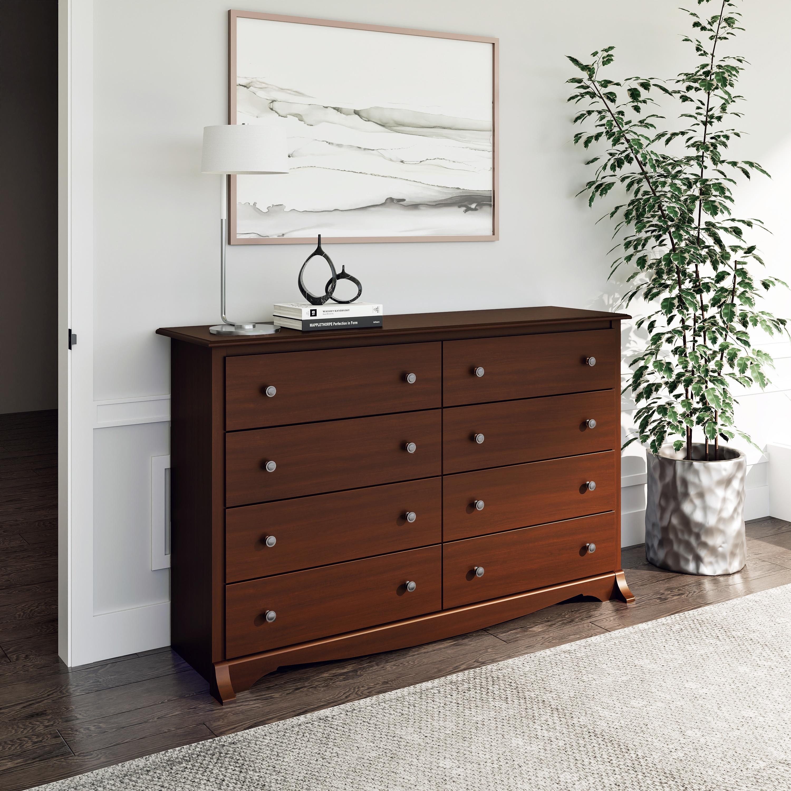 Sonoma 8 Drawer Dresser Cherry - Prepac: Laminated Composite Wood, Metal Glides