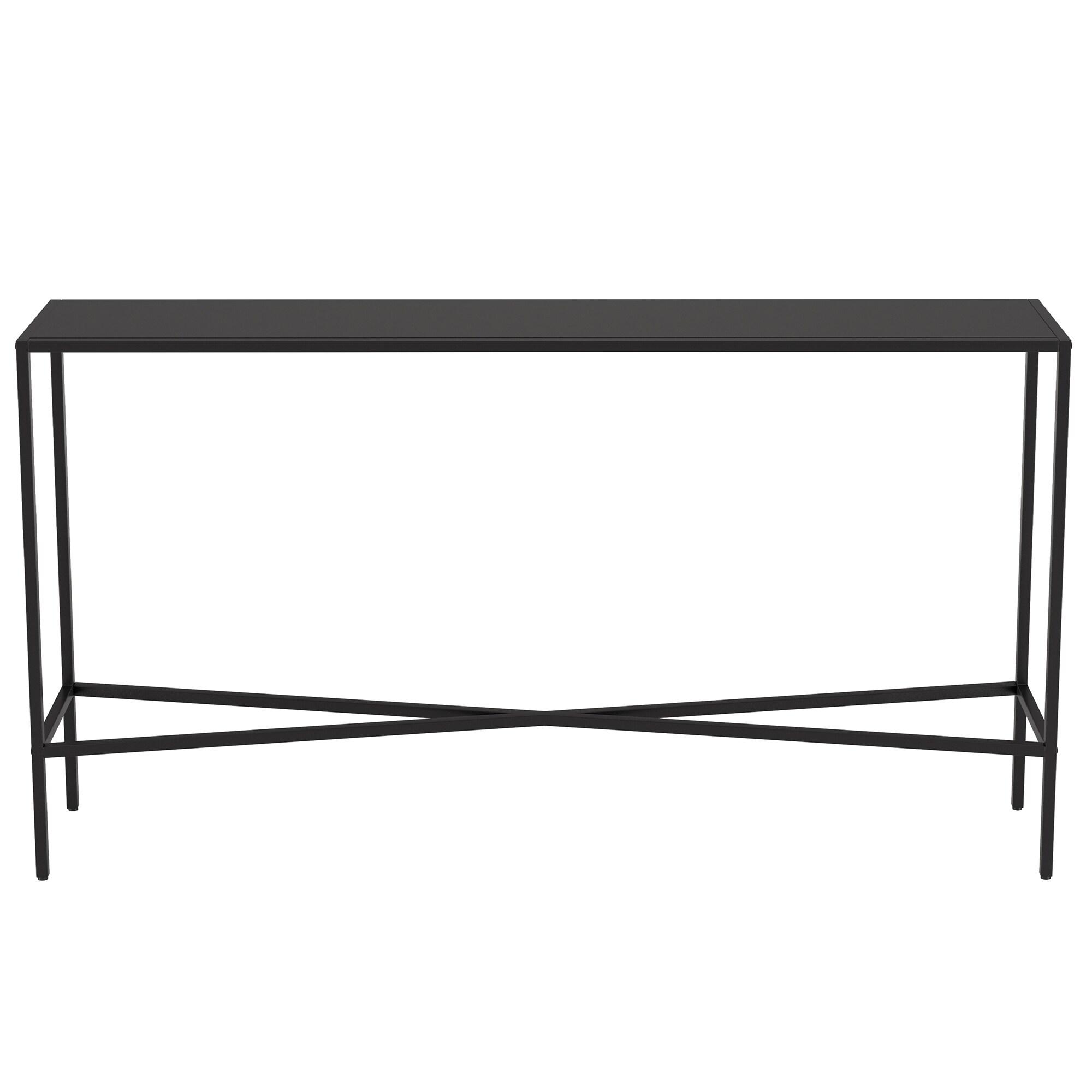 Evelyn&Zoe Henley 55" Wide Rectangular Console Table with Metal Top, Blackened Bronze