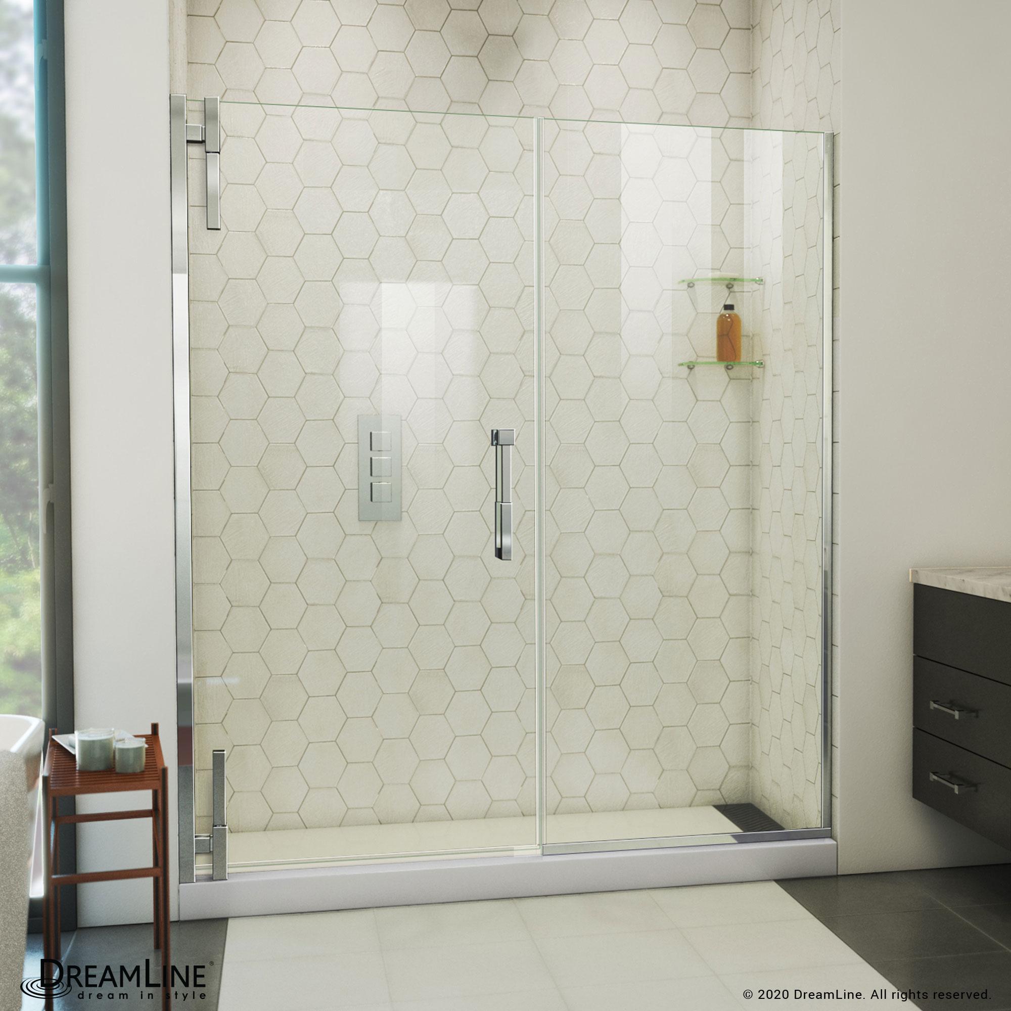 DreamLine Ascend 64-65 in. W x 72 in. H Frameless Pivot Shower Door