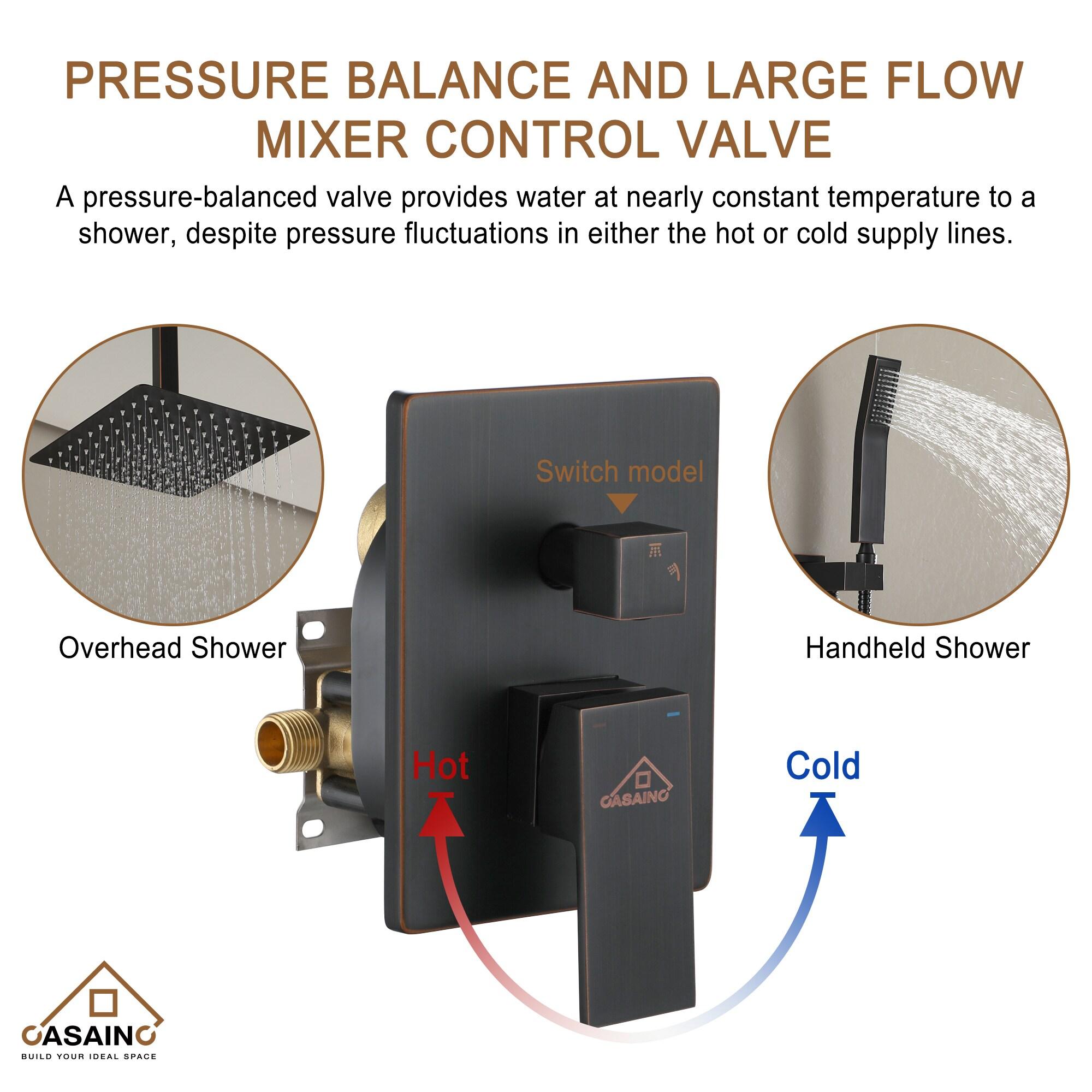 Oil Rubbed Bronze Ceiling-Mount Shower System with Handheld Shower