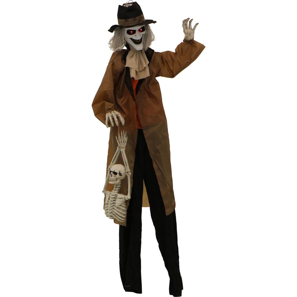 Haunted Hill Farm 5.25 ft. 3.5 lbs Animatronic Gravekeeper Halloween Decoration, Multicolor, HHGRVKPR-1FLSA