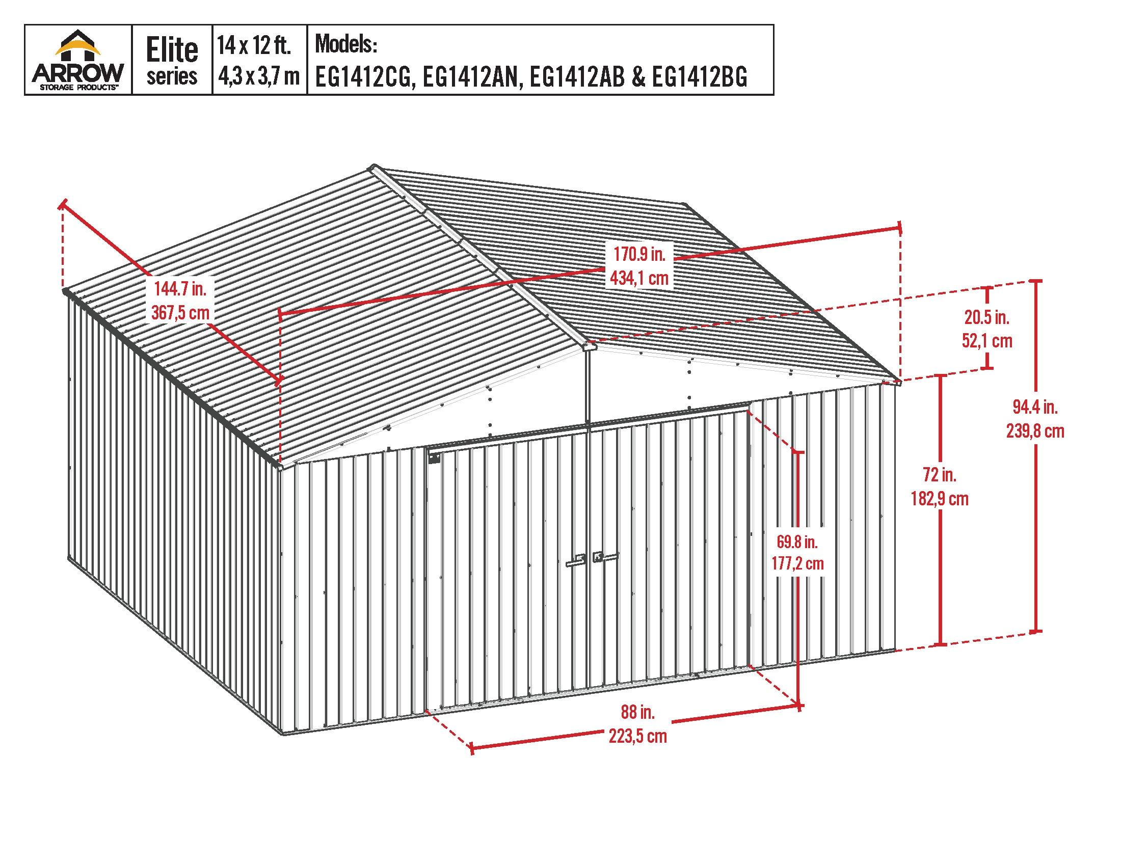 Elite 14 ft. W x 12 ft. D Metal Storage Shed