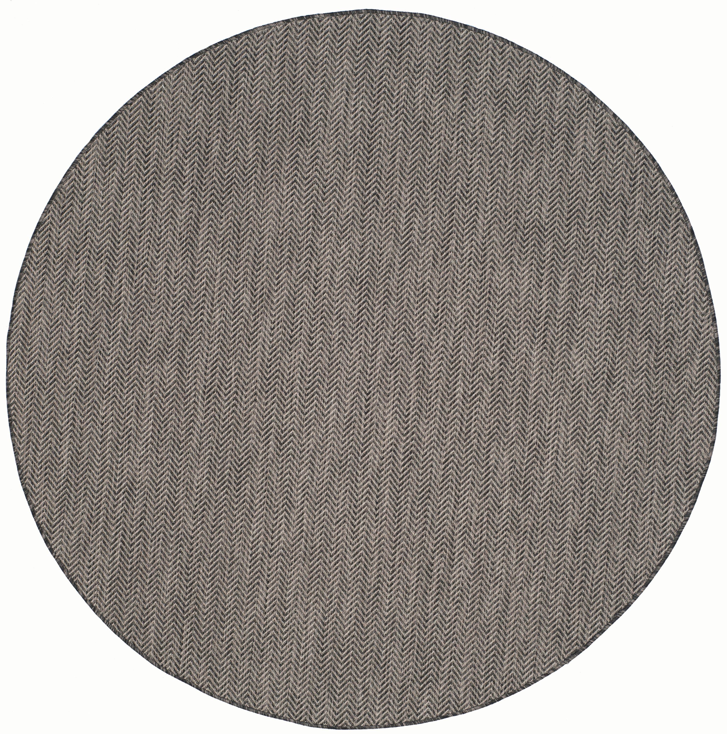Courtyard CY8022 Power Loomed Indoor and Outdoor Area Rug - Black/Beige - 5'3" Round - Safavieh