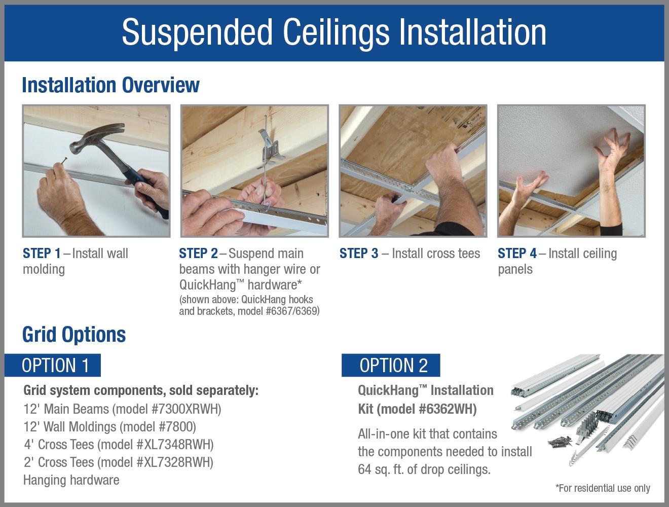 Armstrong 2x2 LEDGES Acoustic Ceiling Tiles for Suspended Ceiling Grids, 6-tiles per pack, White