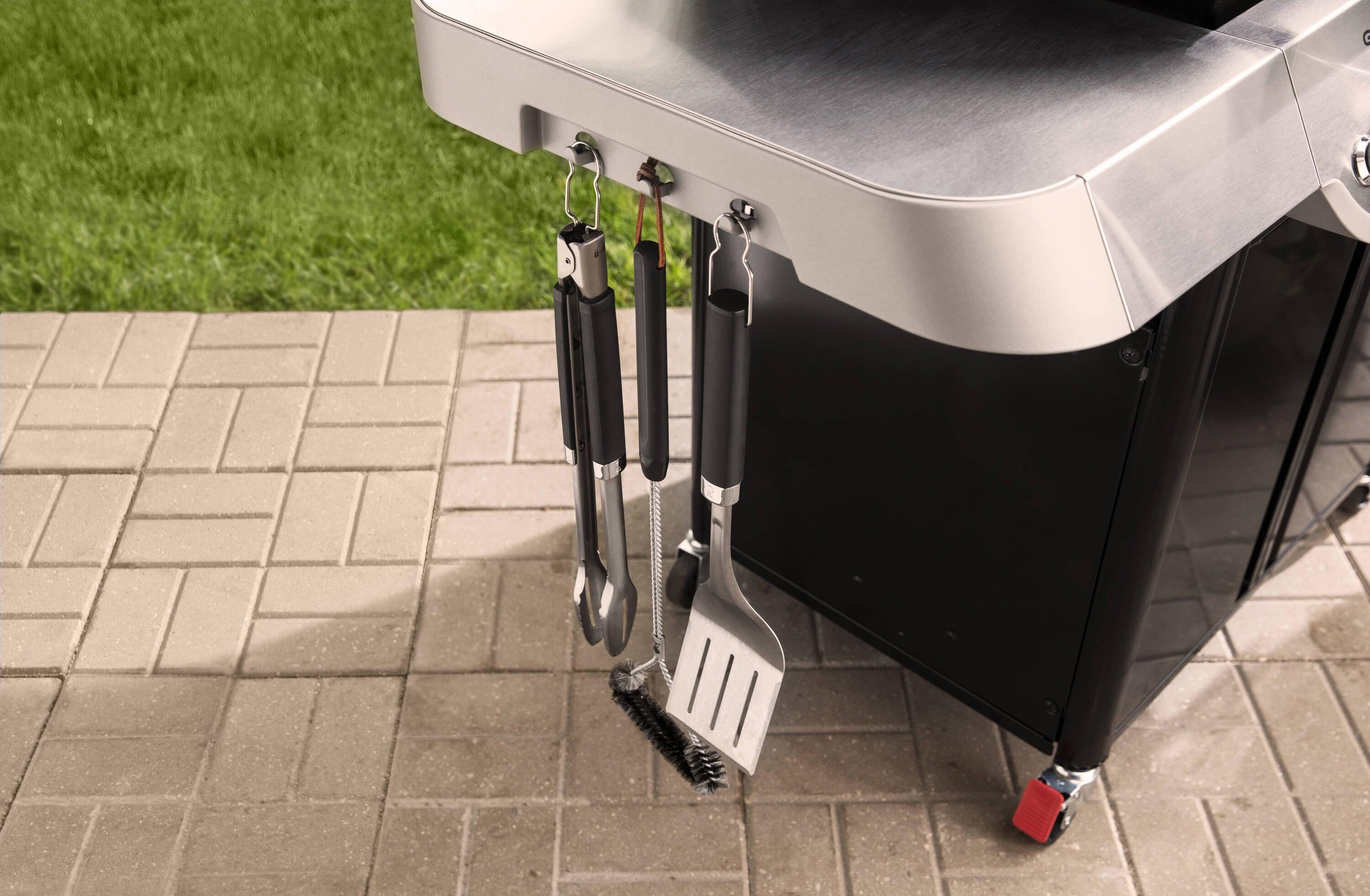 Weber Genesis E-325 3-Burner Silver Propane Gas Grill with Side Tables and Thermometer
