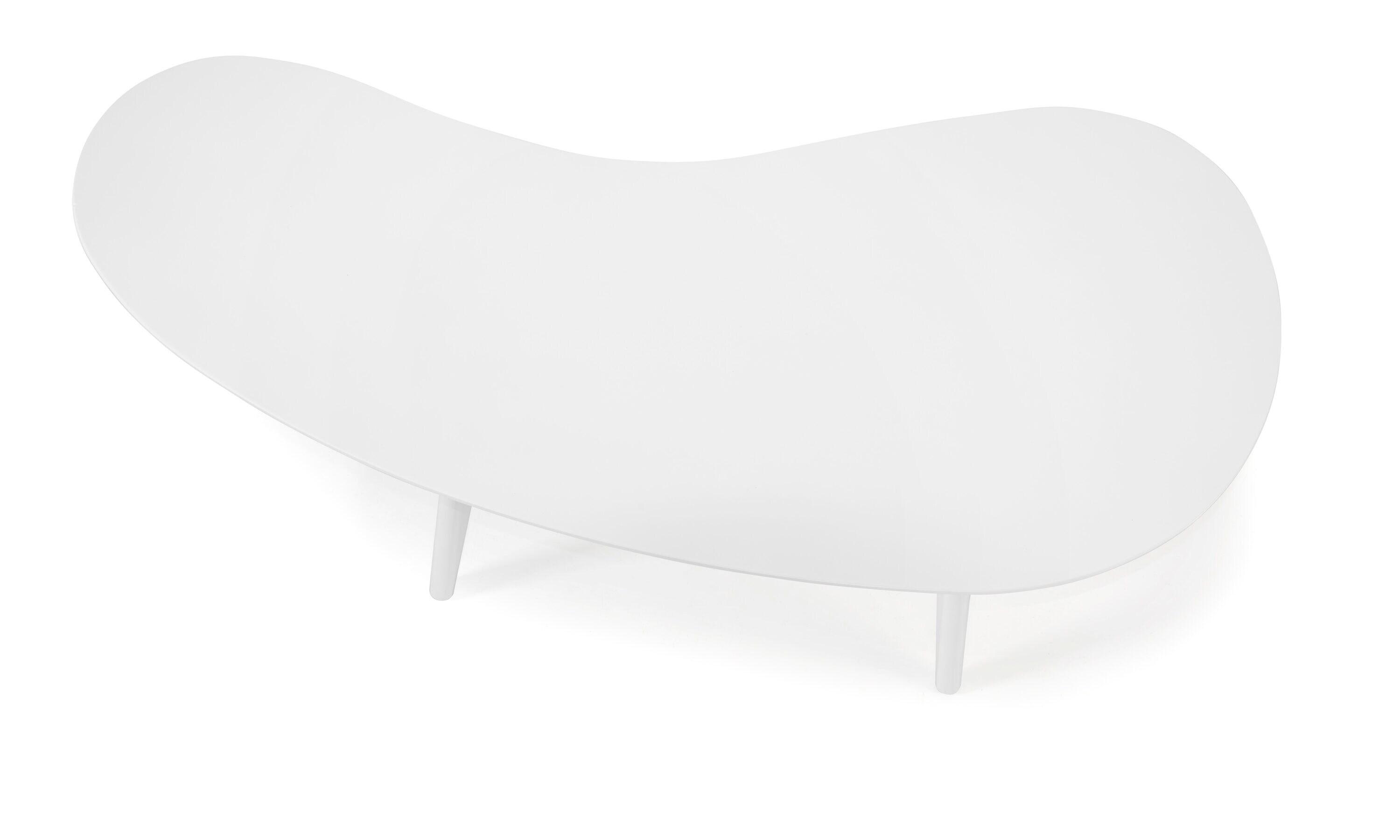 Camaflexi Mid Century Modern Coffee Table Small Tabletop Wood Coffee Desk, White