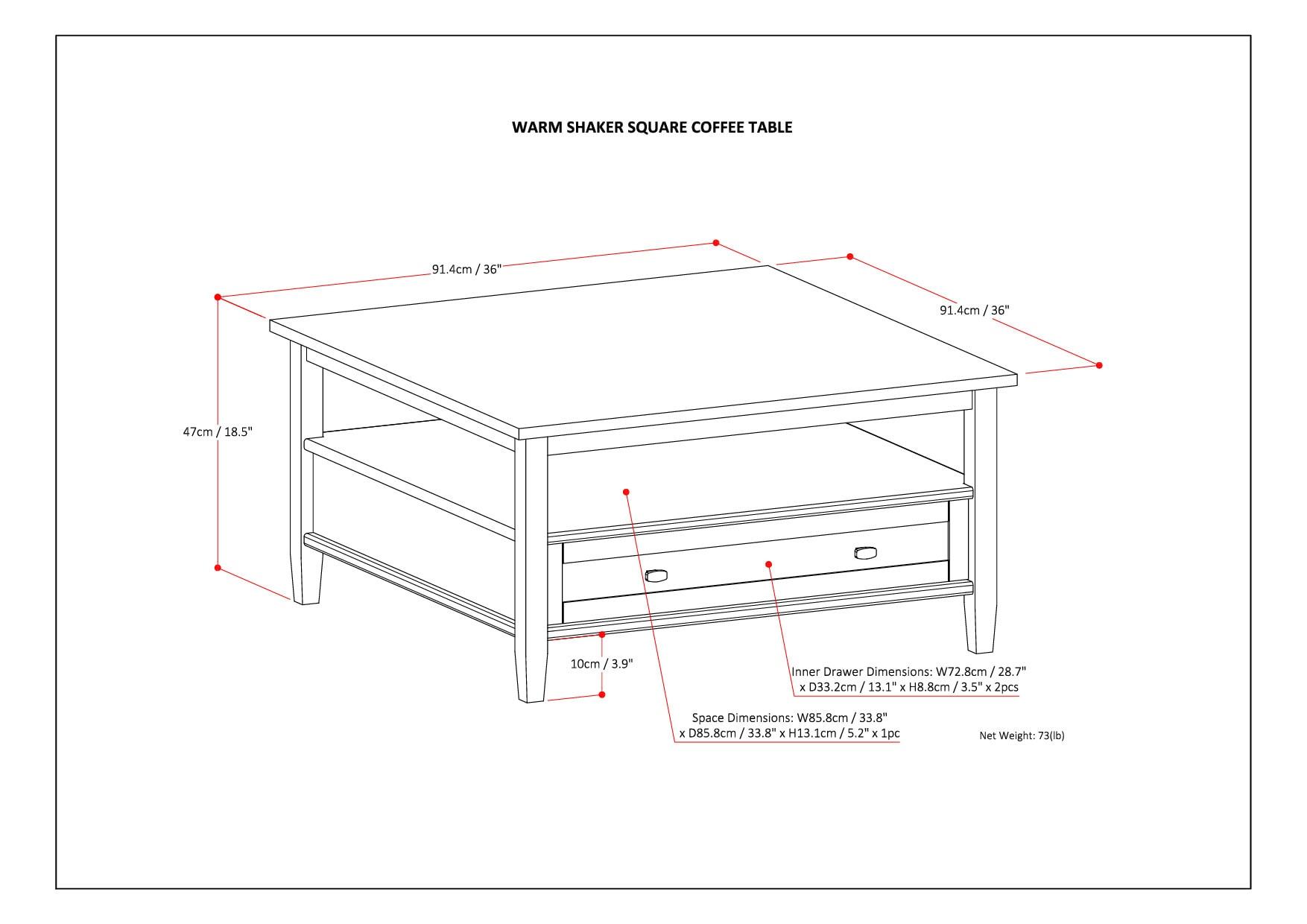 Warm Solid Wood Coffee Table