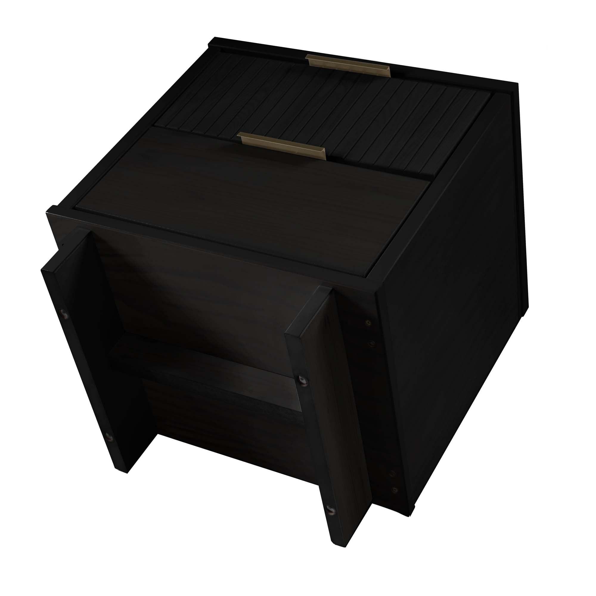Granville Modern 2 Drawer Nightstand Black - Manhattan Comfort: Bedside Table with Storage, Painted Wood Finish