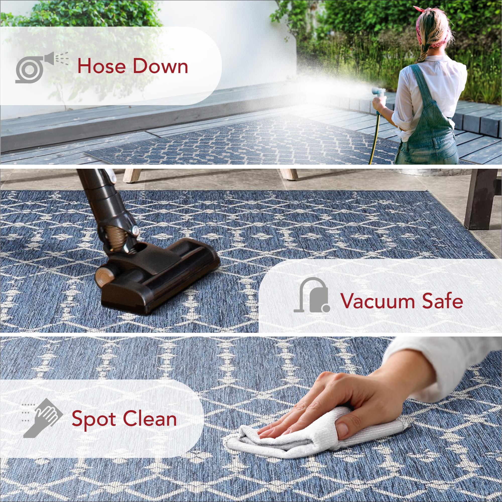 Nuloom Grayson Trellis 5x8 Indoor/Outdoor Area Rug for Living Room Patio Deck Front Porch Kitchen, Blue/Ivory