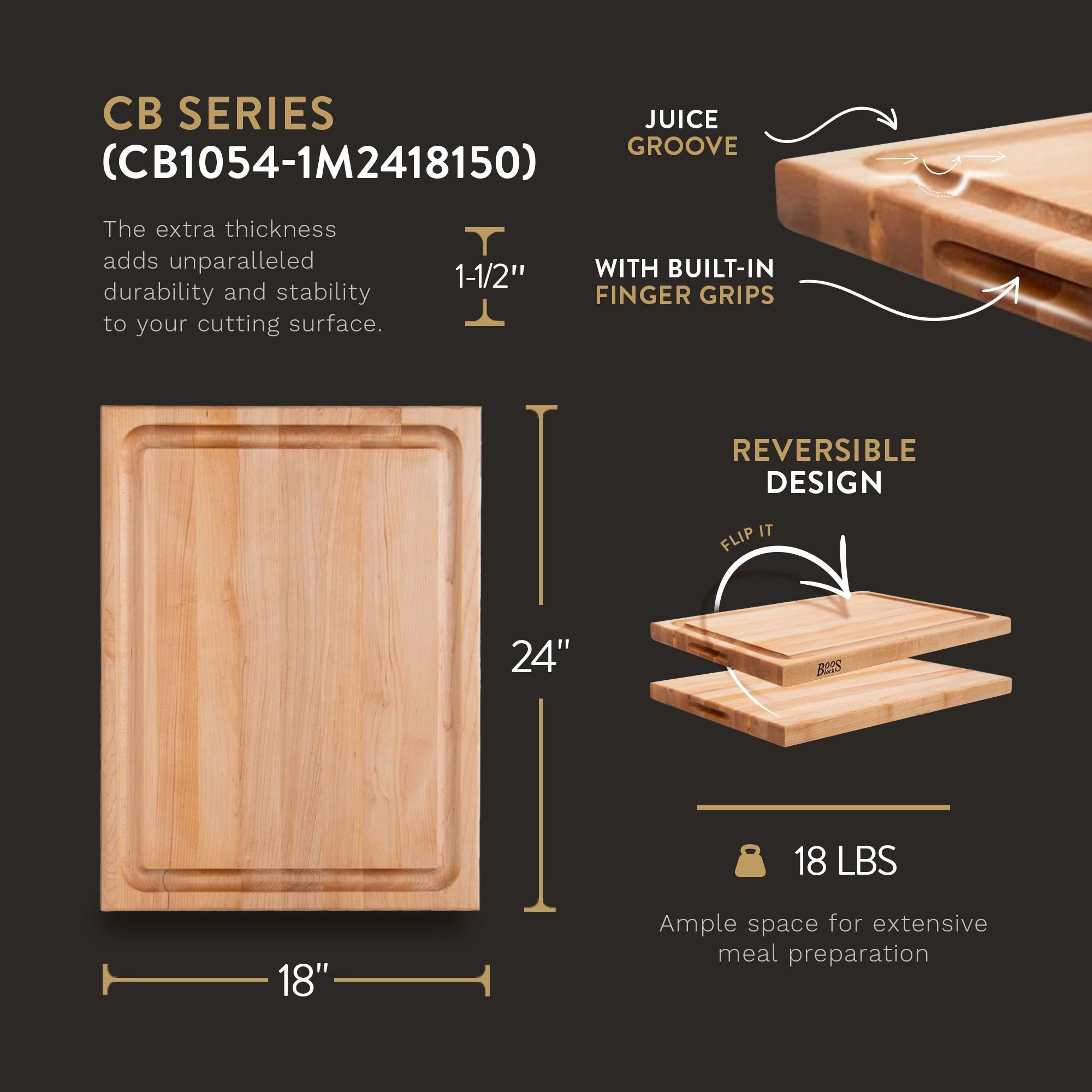 John Boos Chef's Edge Grain 1.5" Maple Cutting/Carving Board with Juice Groove