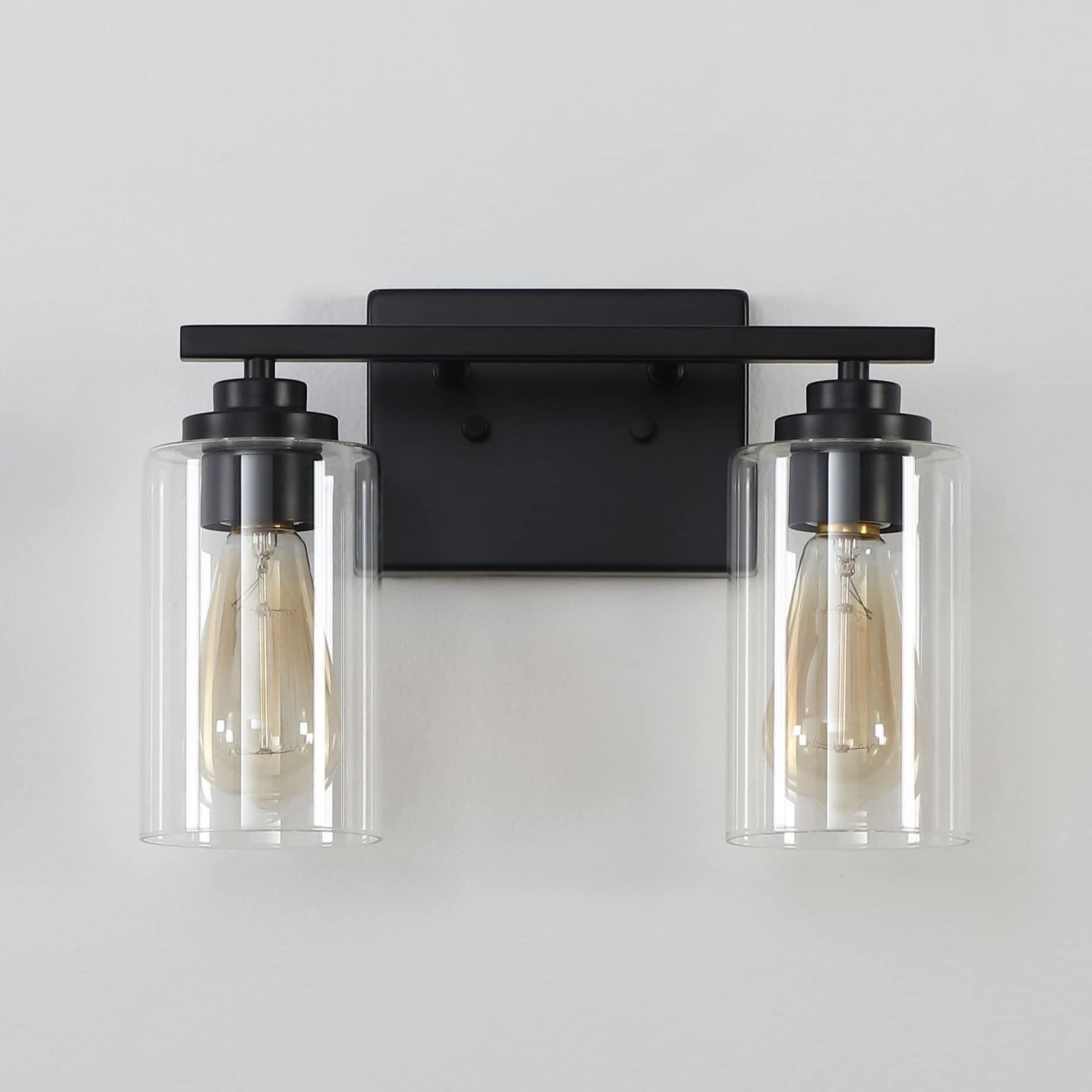 Kawoti  2-Light Dimmable Bathroom Vanity Light with Clear Glass Shade Black