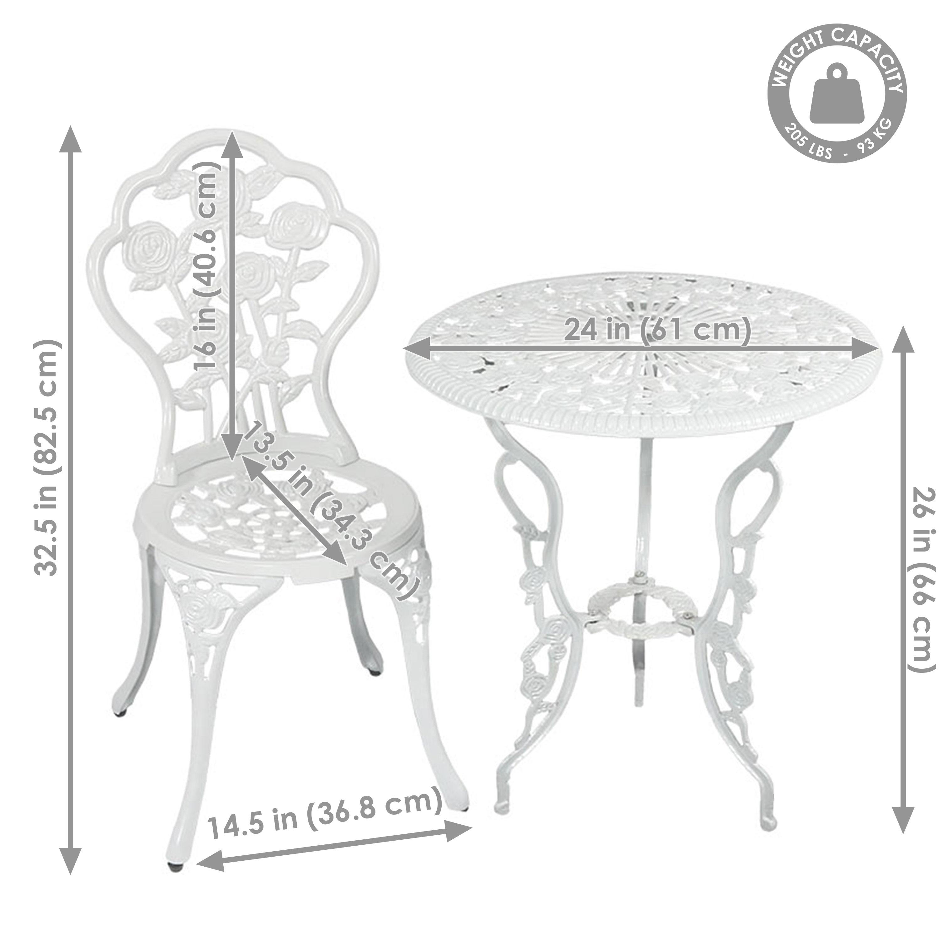 SunnyDaze Decor 2 - Person Metal Patio Dining Set with Round Table