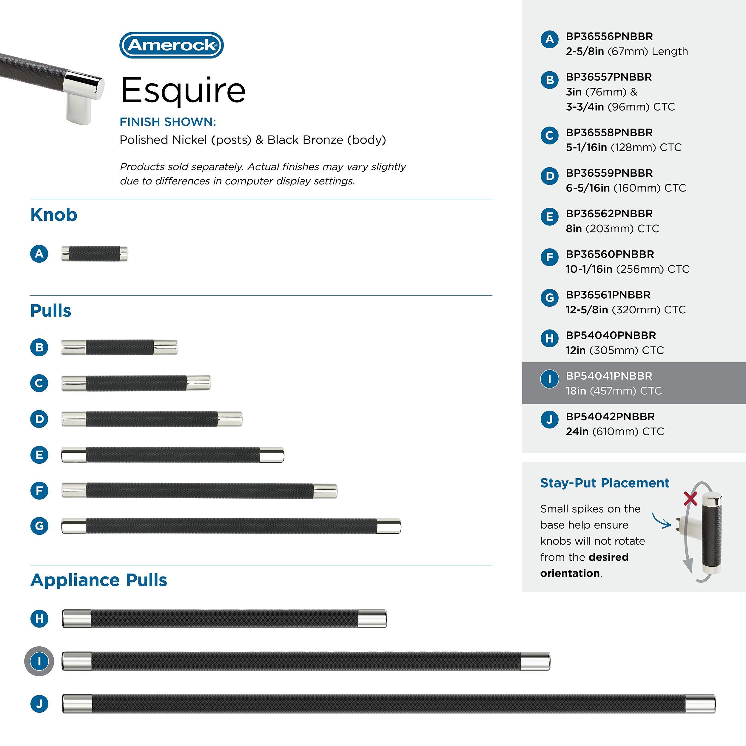 Amerock Esquire 18 inch (457mm) Center-to-Center Polished Nickel/Black Bronze Appliance Pull