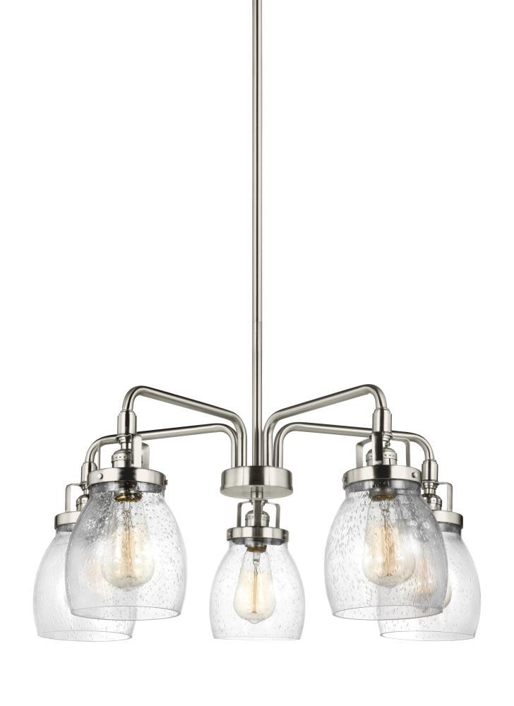 Brushed Nickel 5-Light Chandelier with Clear Seeded Glass Shades