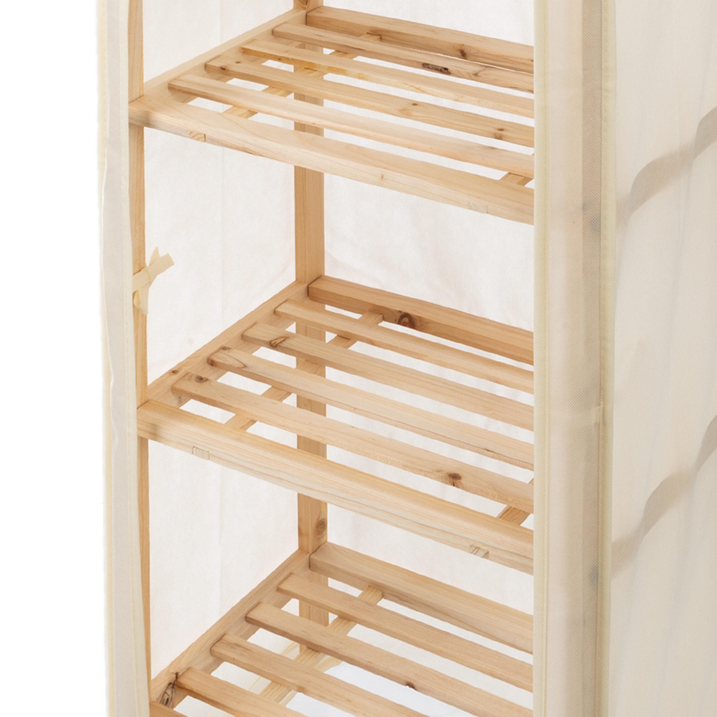 Hastings Home 5-Tier Wood Storage Shelving Rack With Removable Cover