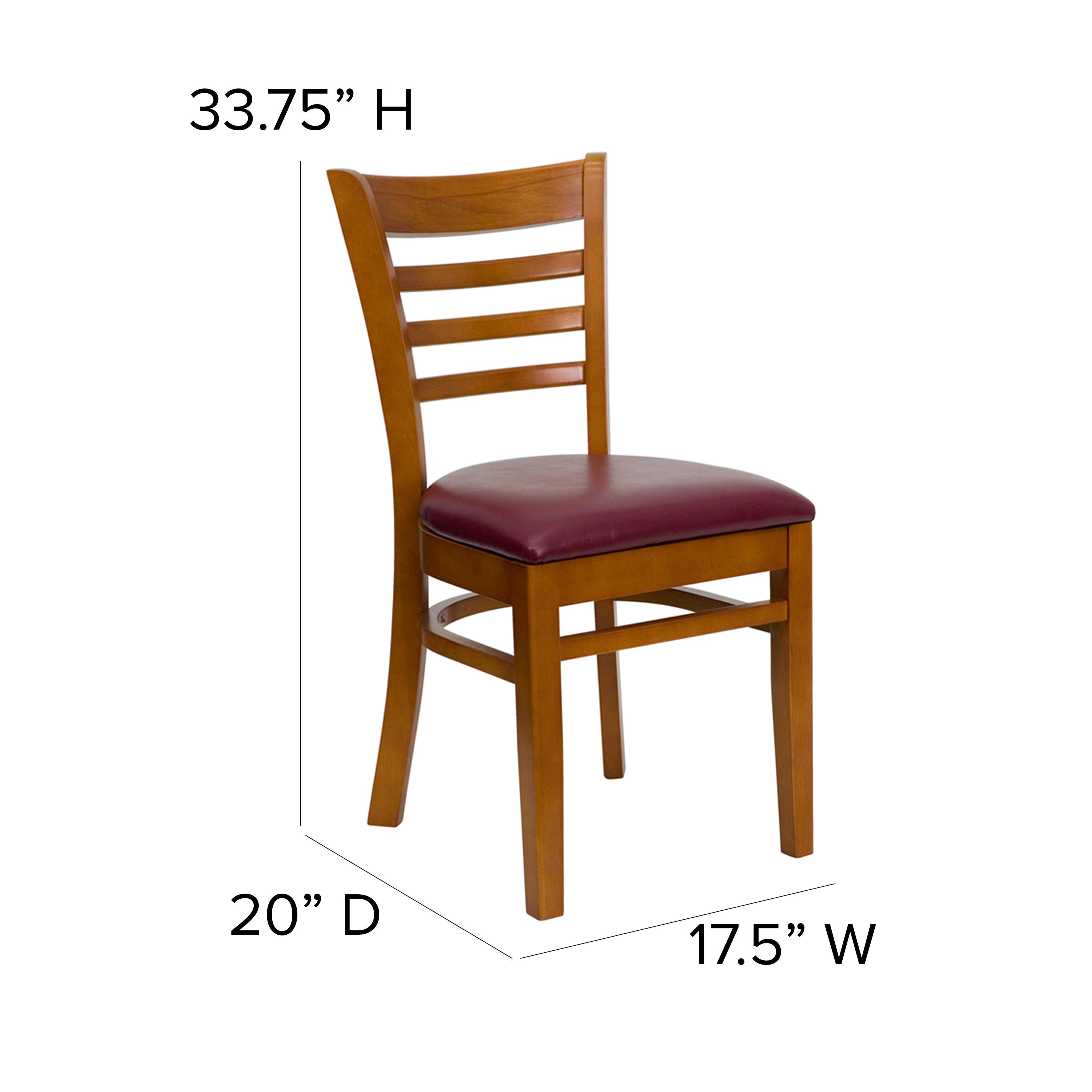 Flash Furniture HERCULES Series Ladder Back Cherry Wood Restaurant Chair - Burgundy Vinyl Seat