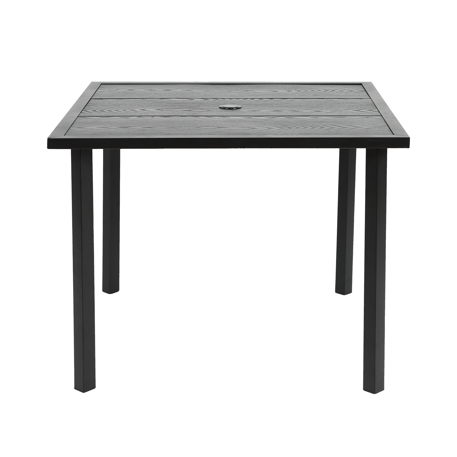 howcoolmall 5 Piece Patio Dining Set for 4, 4 Chairs with Cushions and 1 Square Table with 1.75” Umbrella Hole Outdoor Furniture Set, Black and Brown