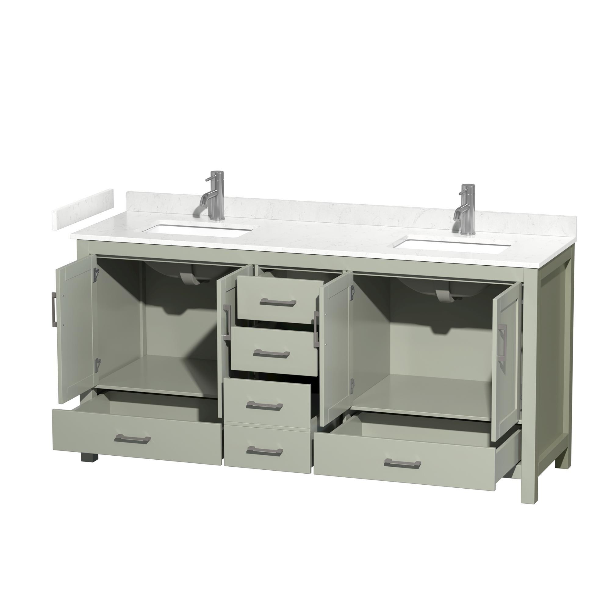 Wyndham Collection Sheffield 72" Freestanding Double Bathroom Vanity with Cultured Marble Top